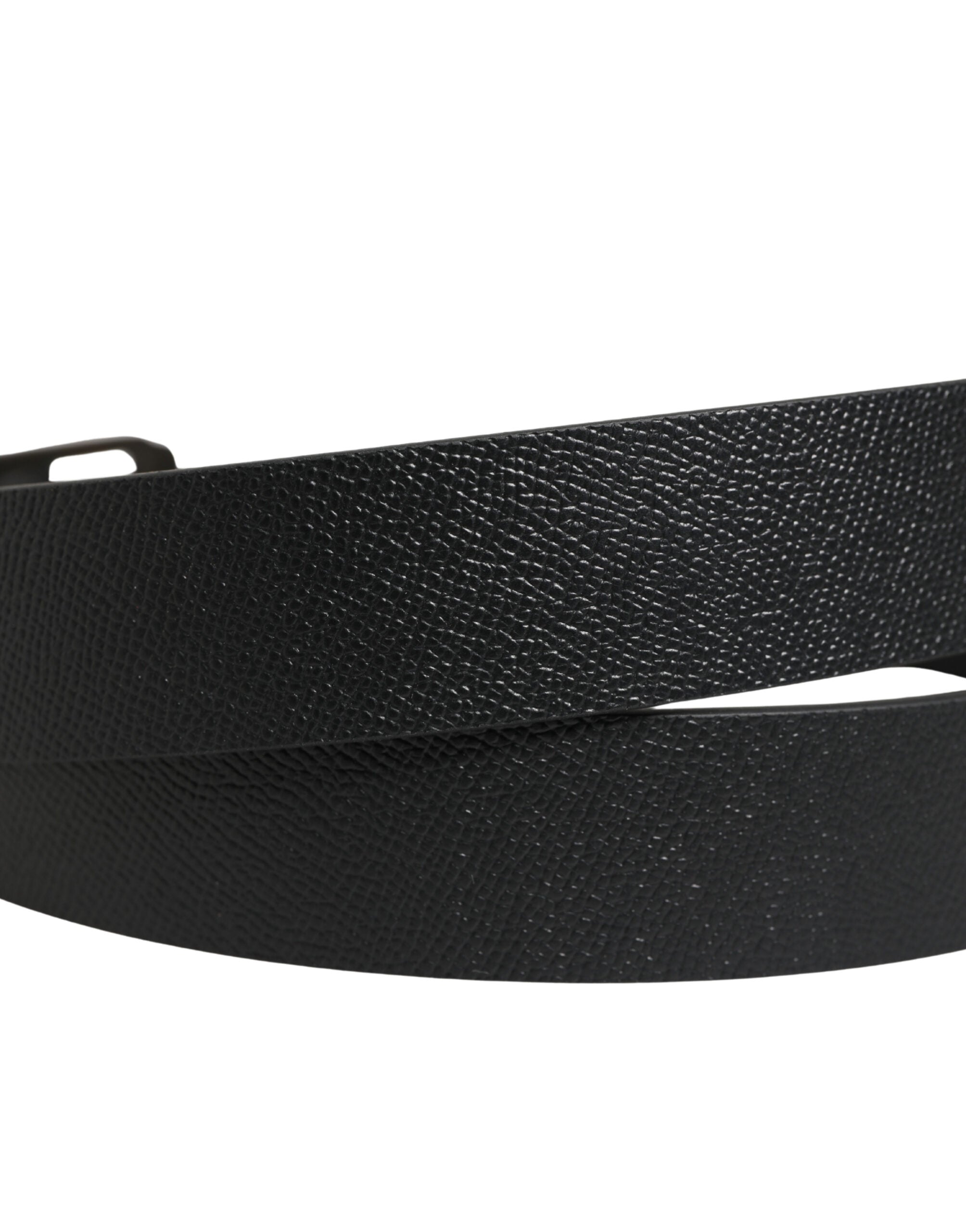 Dolce & Gabbana Black Calf Leather Gold Metal Buckle  Belt