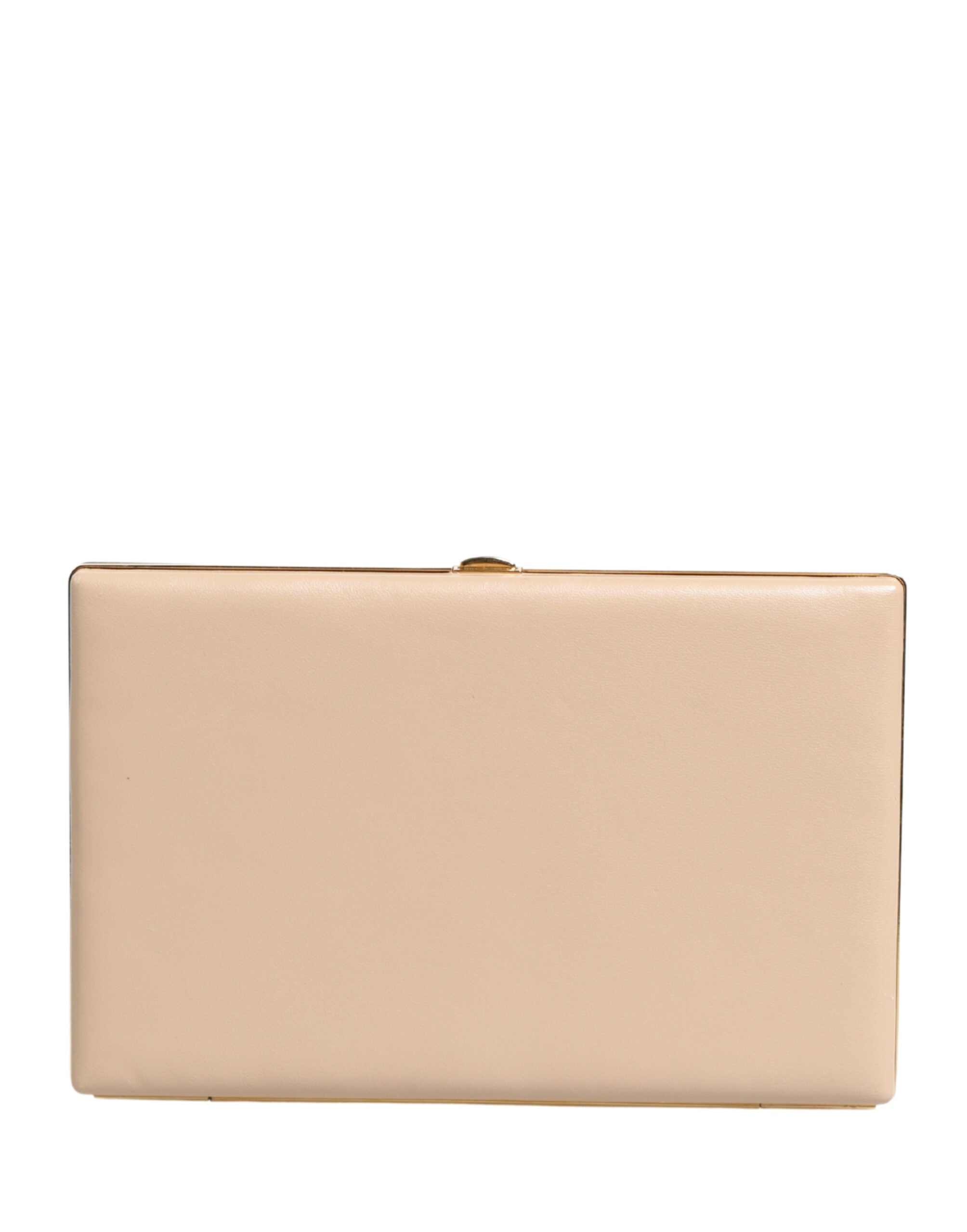Dolce & Gabbana Beige Lambskin Leather Clutch Evening Women Purse Bag