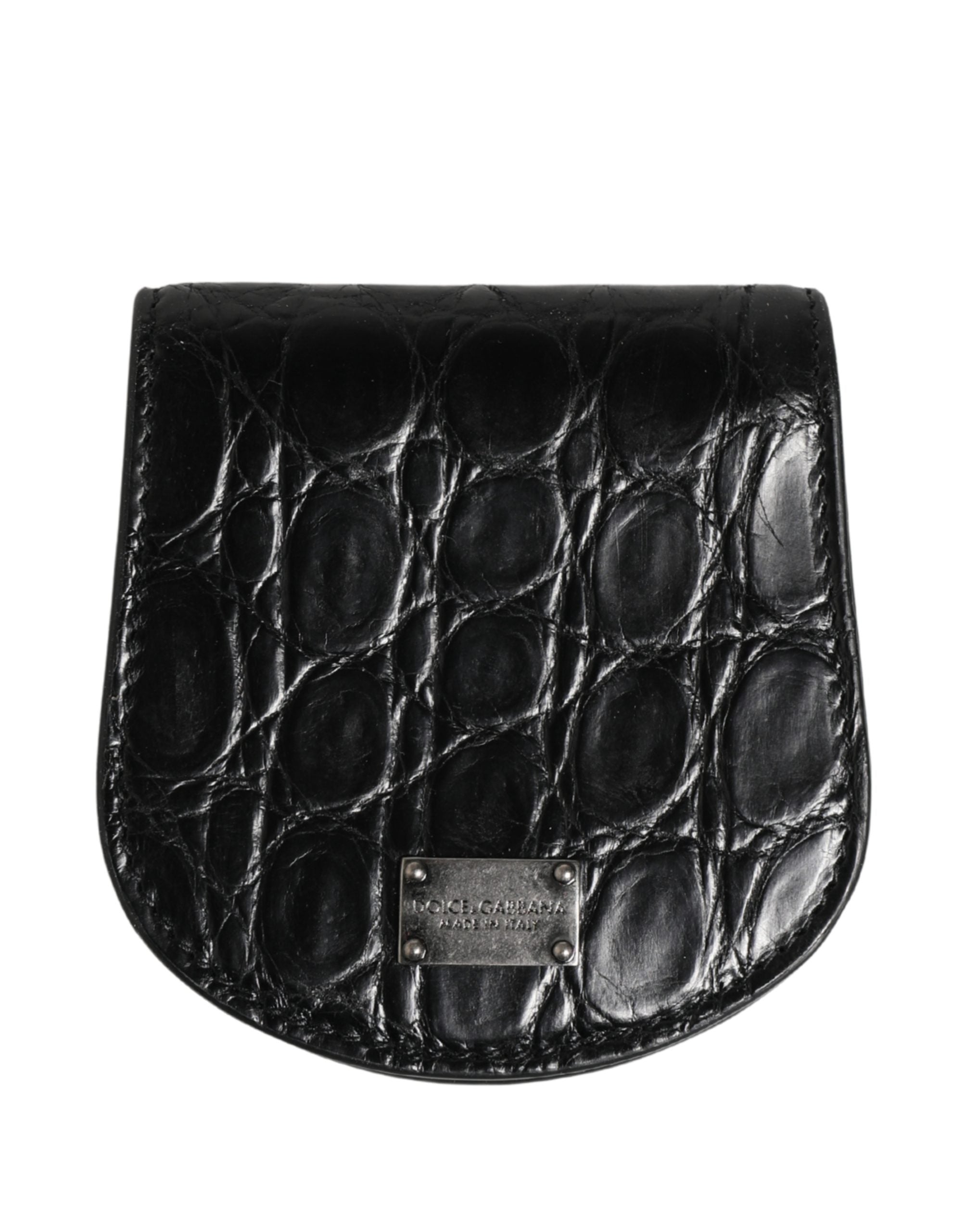 Dolce & Gabbana Black Exotic Skin Condom Case Holder Pocket Wallet