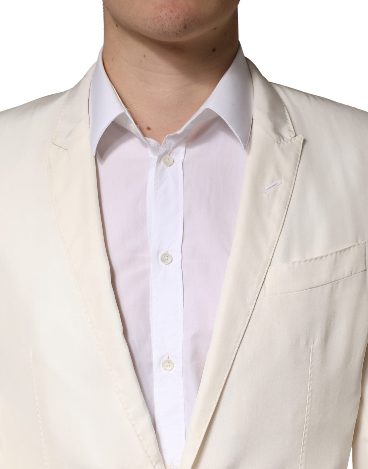 Dolce & Gabbana White Cotton Single Breasted Jacket Blazer