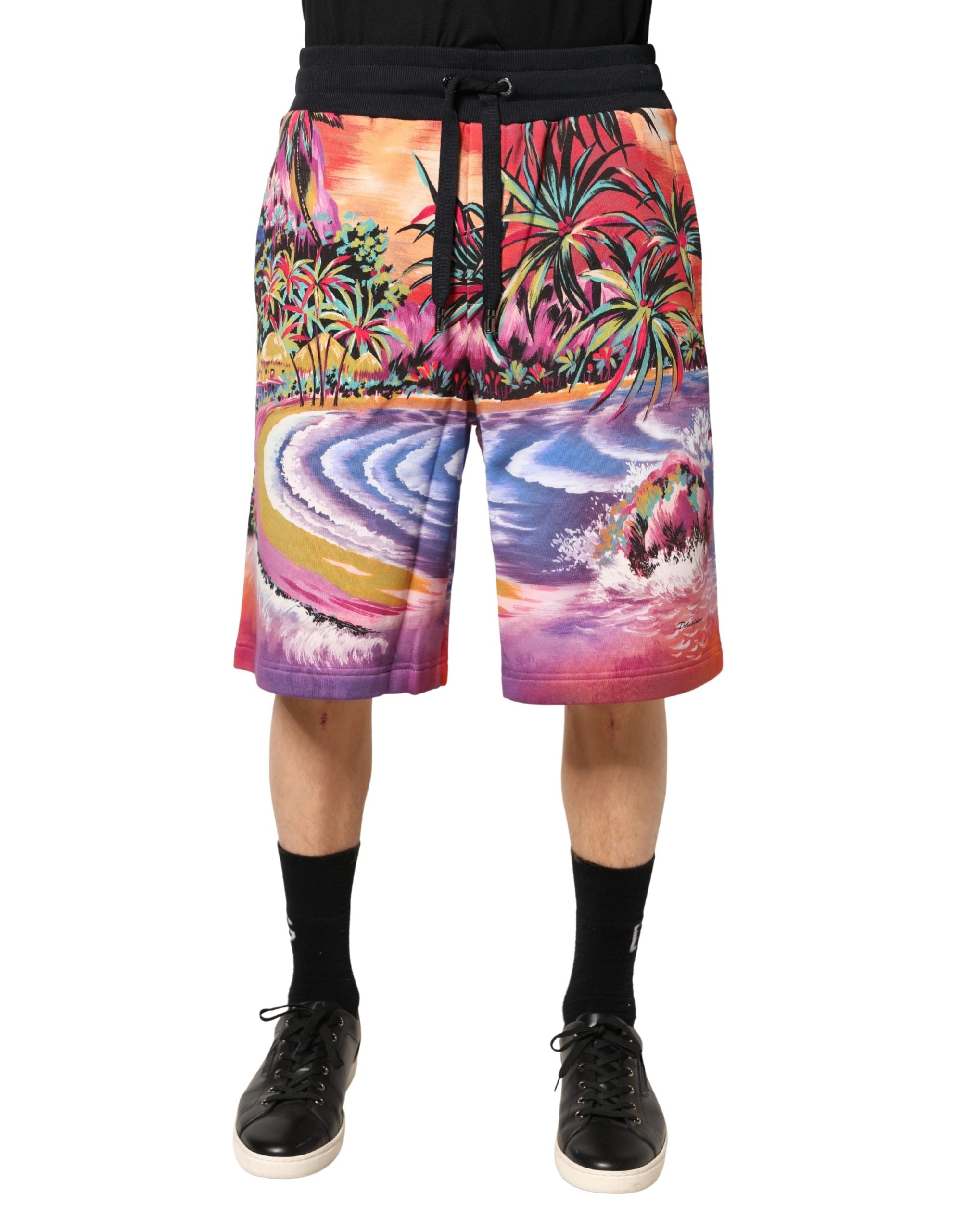 Dolce & Gabbana Multicolor Graphic Print Cotton Bermuda Shorts