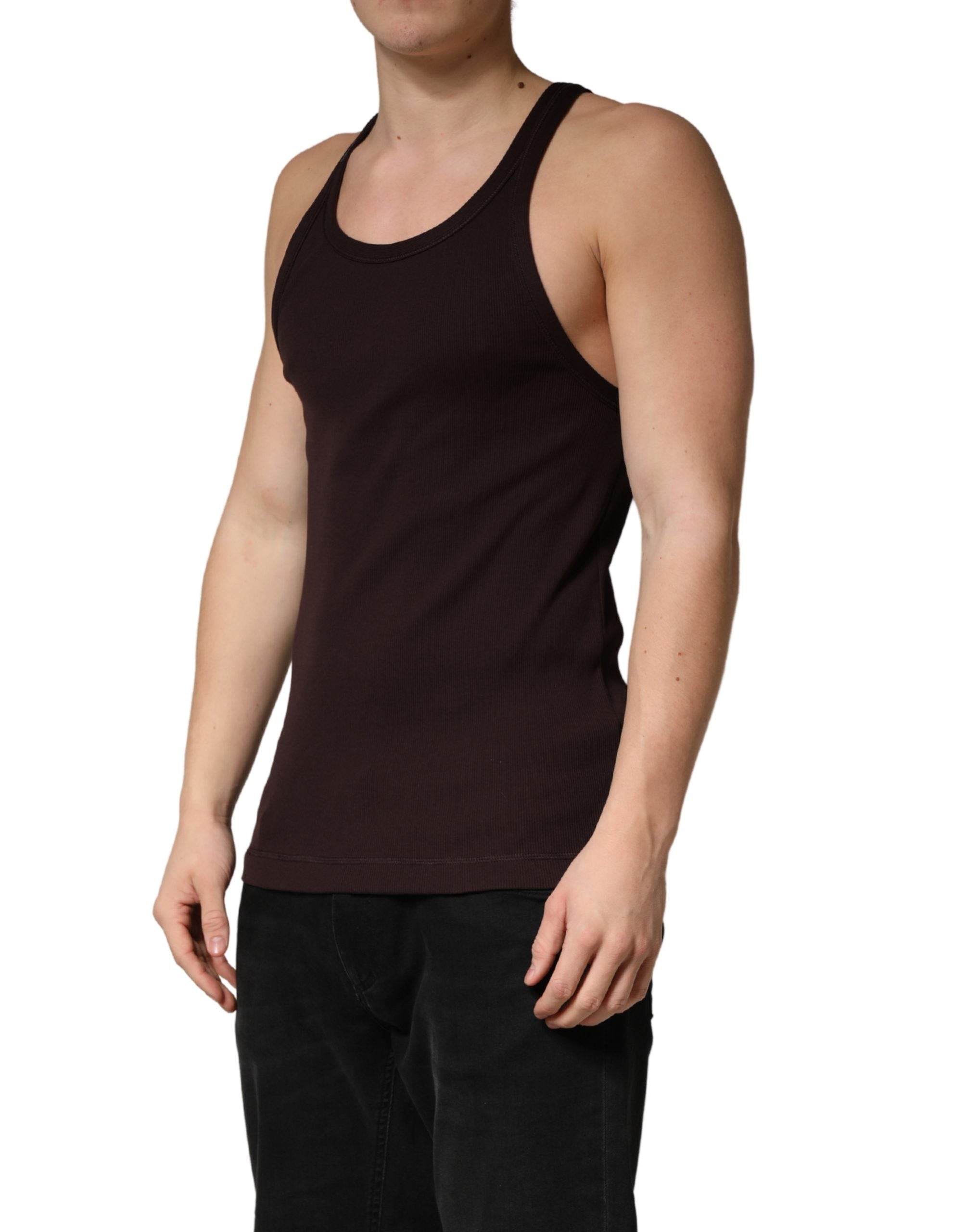 Dolce & Gabbana Brown Sleeveless Round Neck Tank Top T-shirt
