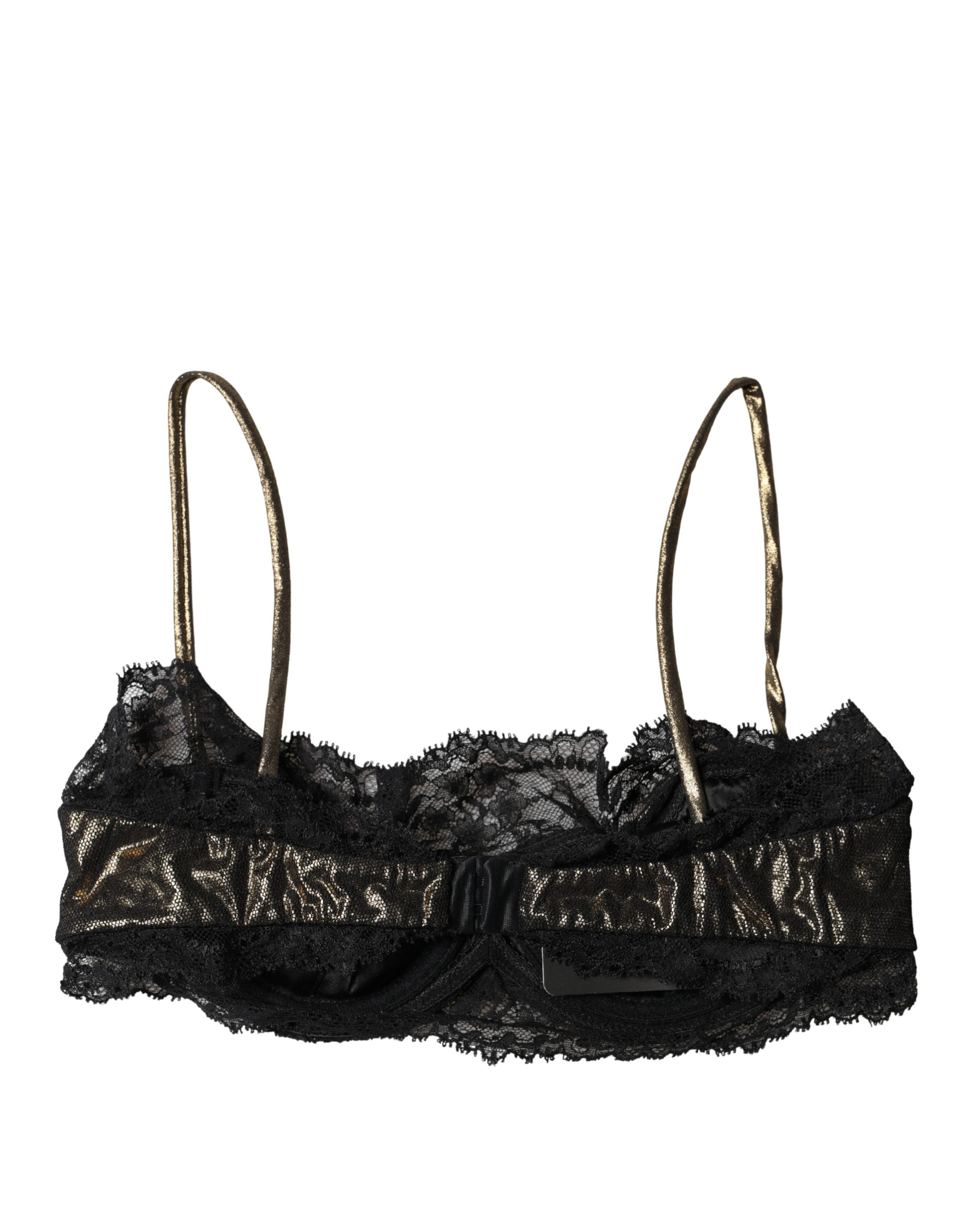 Dolce & Gabbana Black Silk Underwired Balconnet Bra Underwear