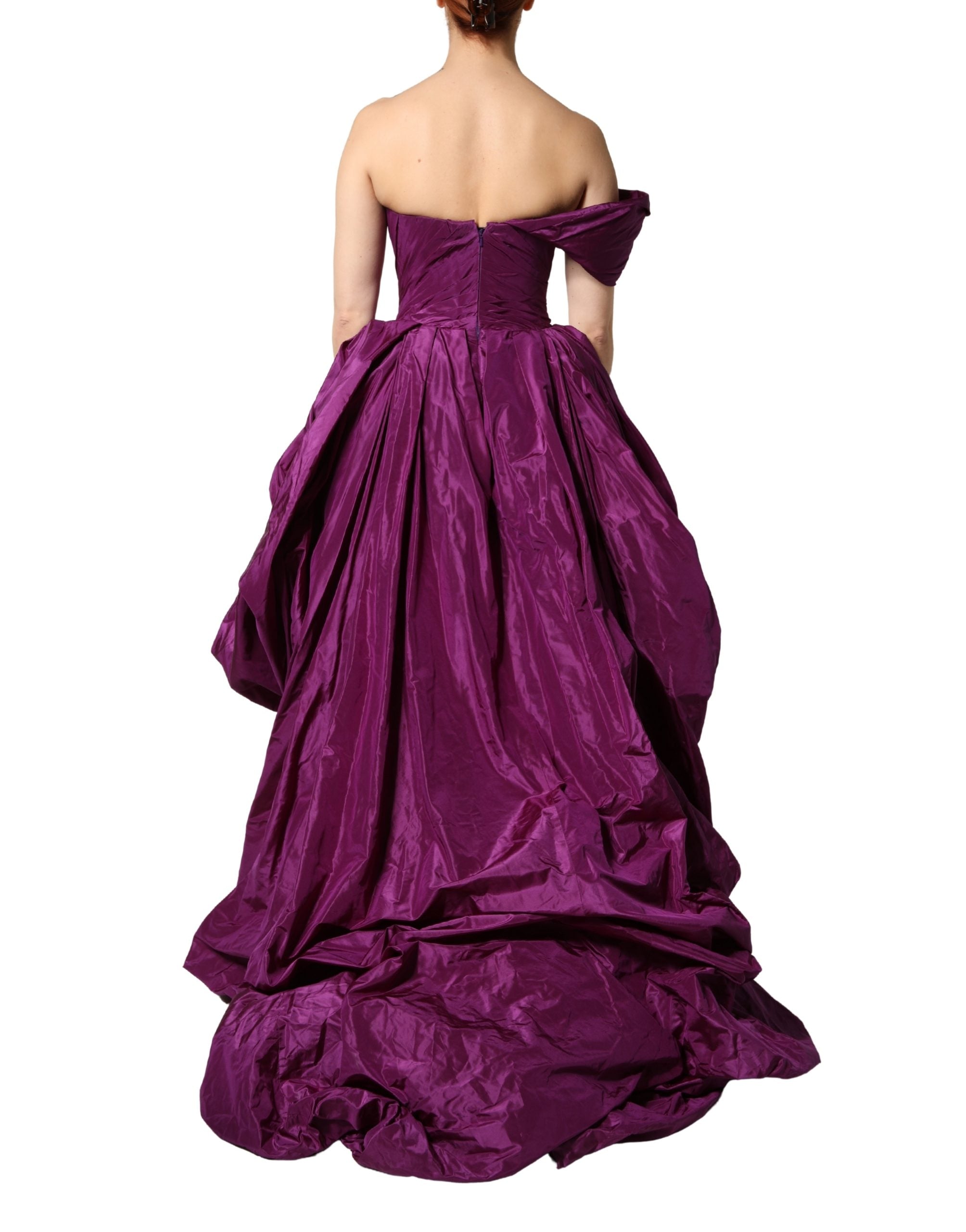 Dolce & Gabbana Purple Strapless A-line Asymmetric Dress