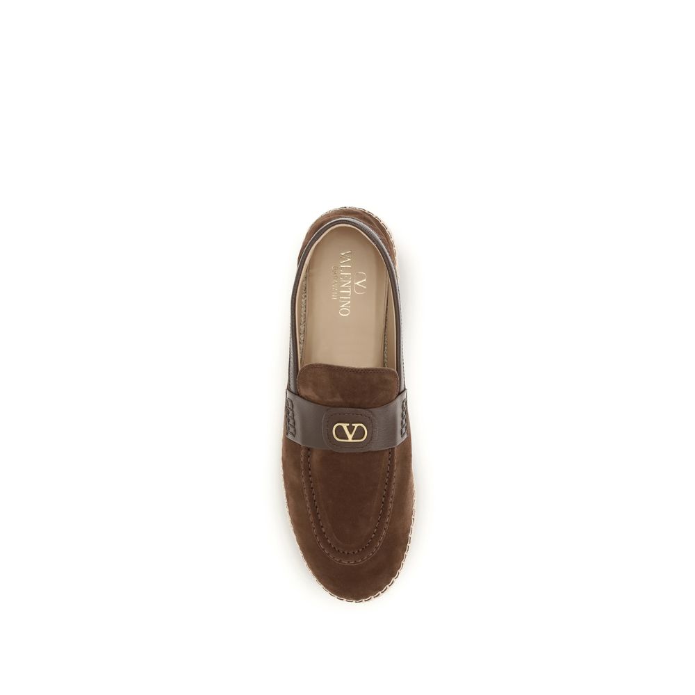 Valentino Garavani Brown Calf Leather Bos Taurus Espadrilles
