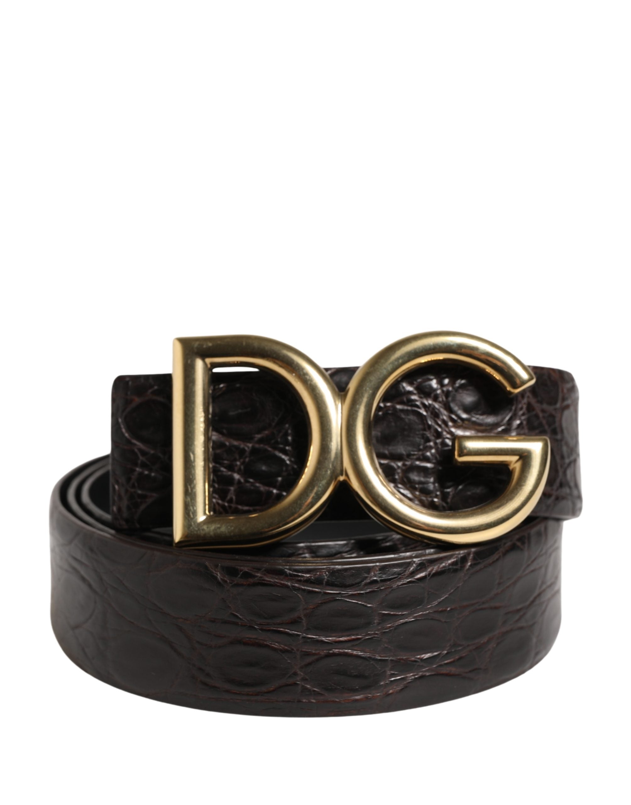 Dolce & Gabbana Men Black Exotic Leather Logo Buckle Belt
