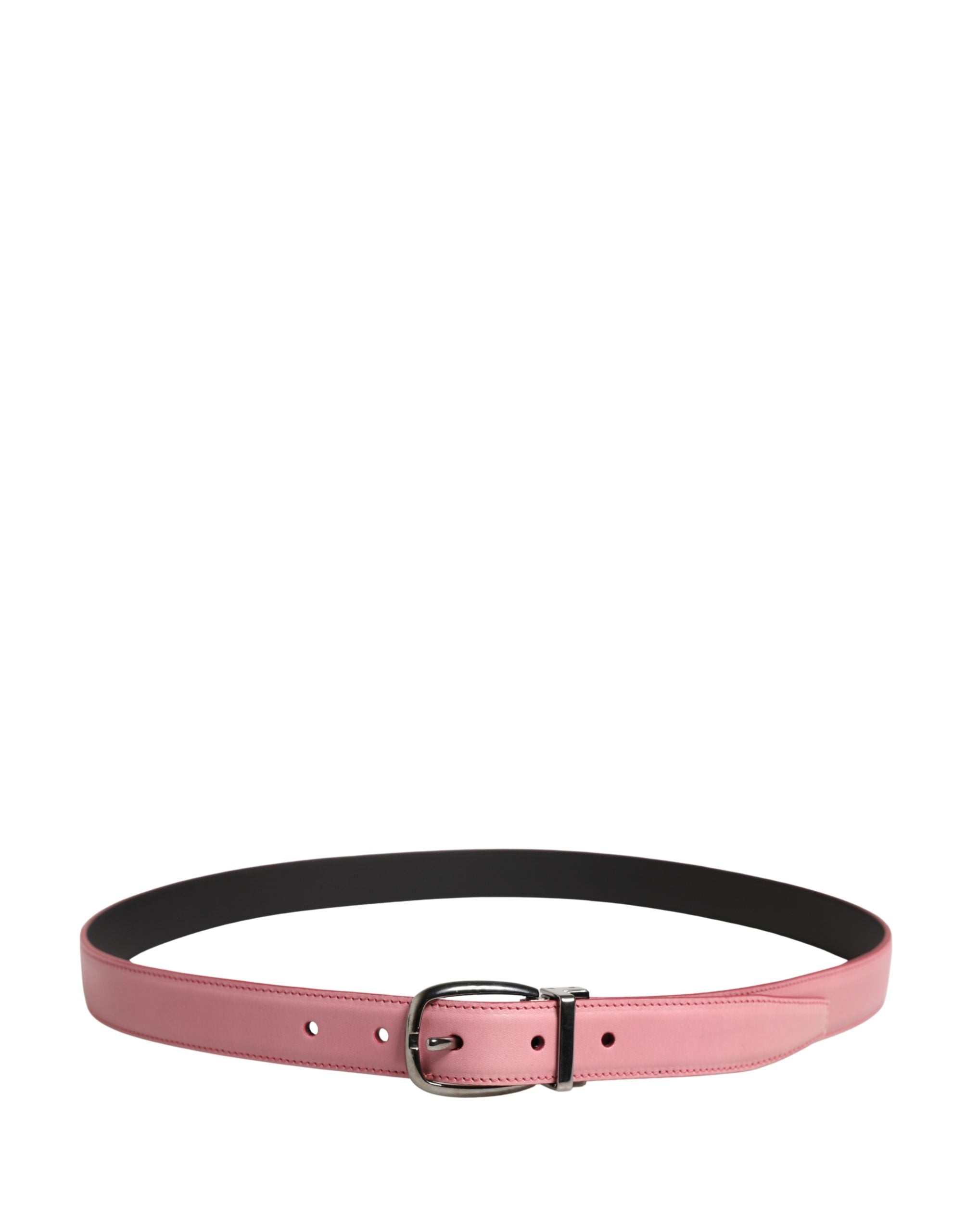 Dolce & Gabbana Men Pink Classic Leather Metal Buckle Belt
