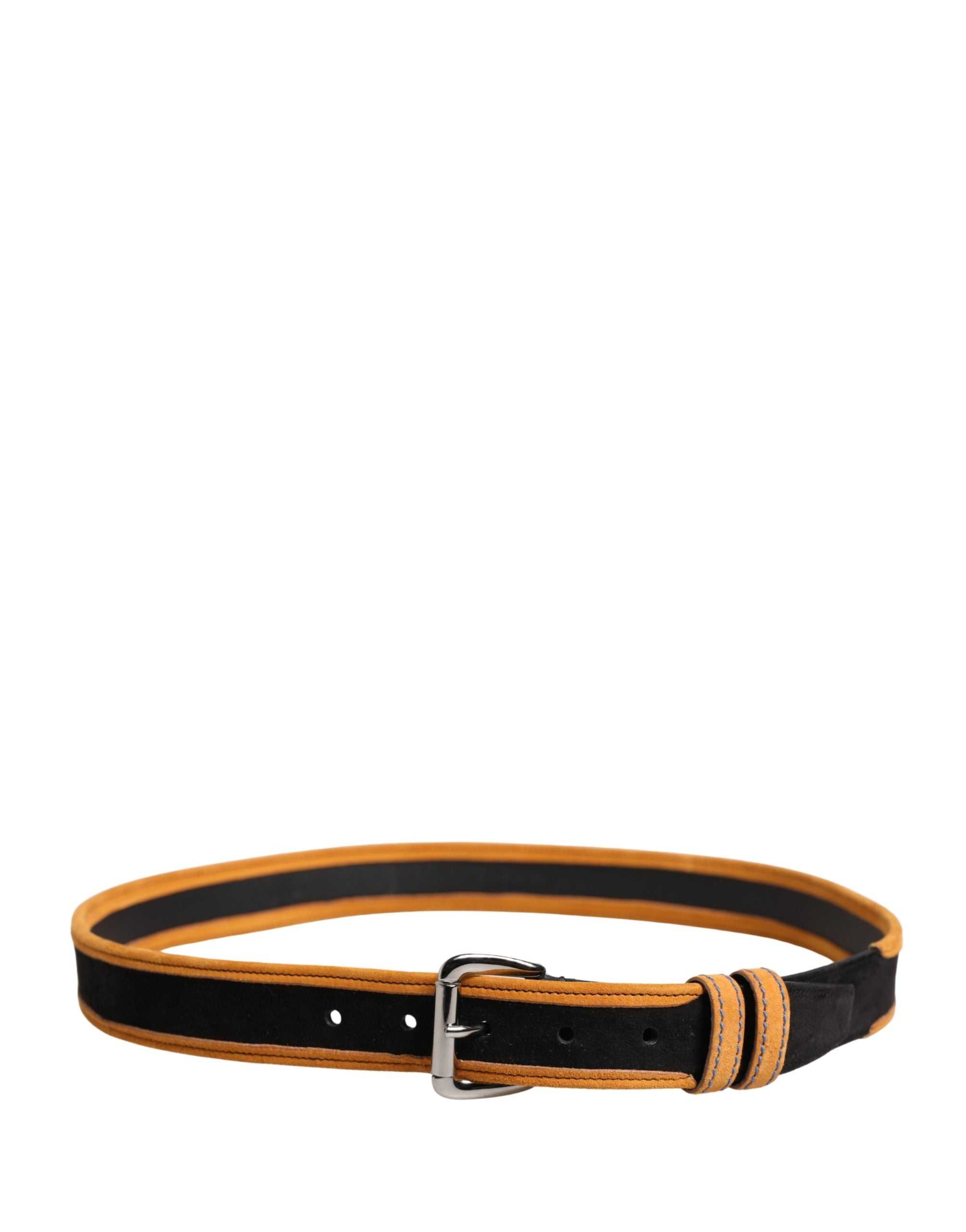Dolce & Gabbana Men Black Orange Polyester Metal Buckle Belt