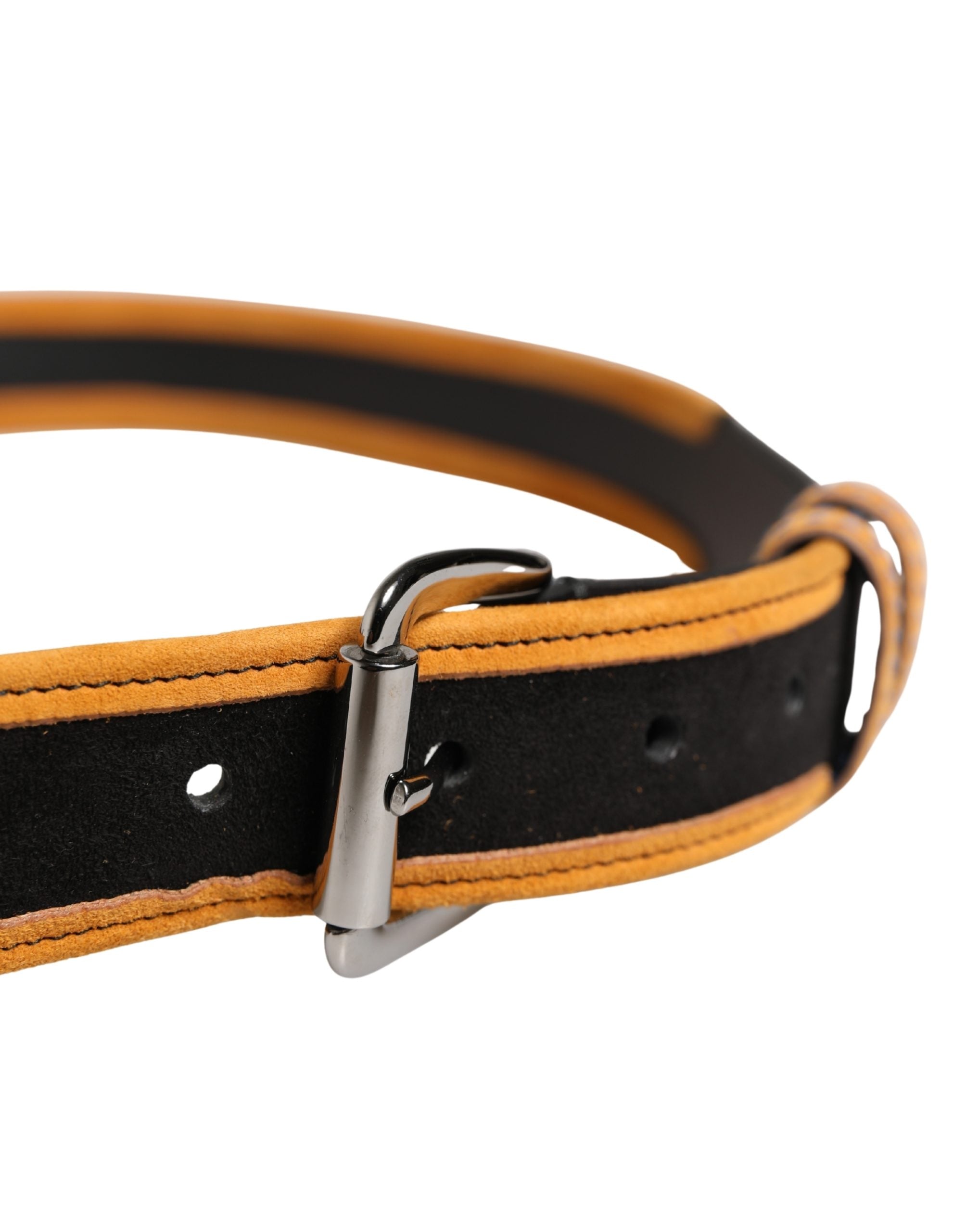 Dolce & Gabbana Men Black Orange Polyester Metal Buckle Belt