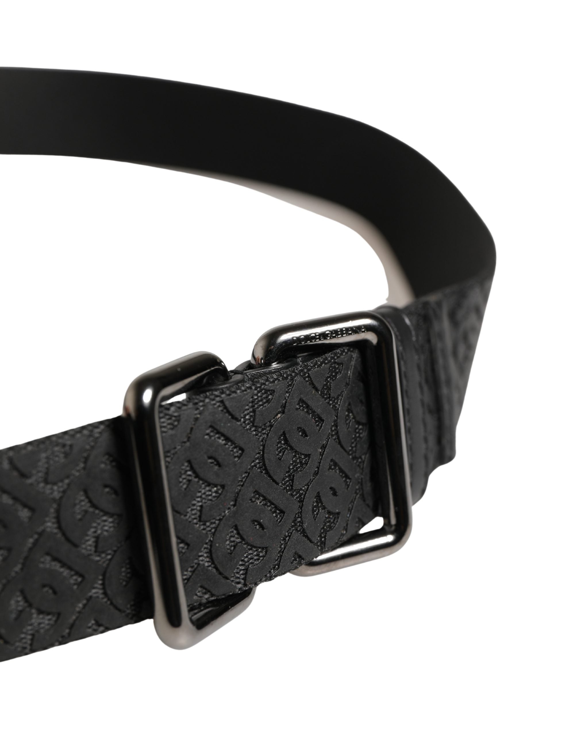Dolce & Gabbana Men Black DG Logo Polyester Metal Buckle Belt