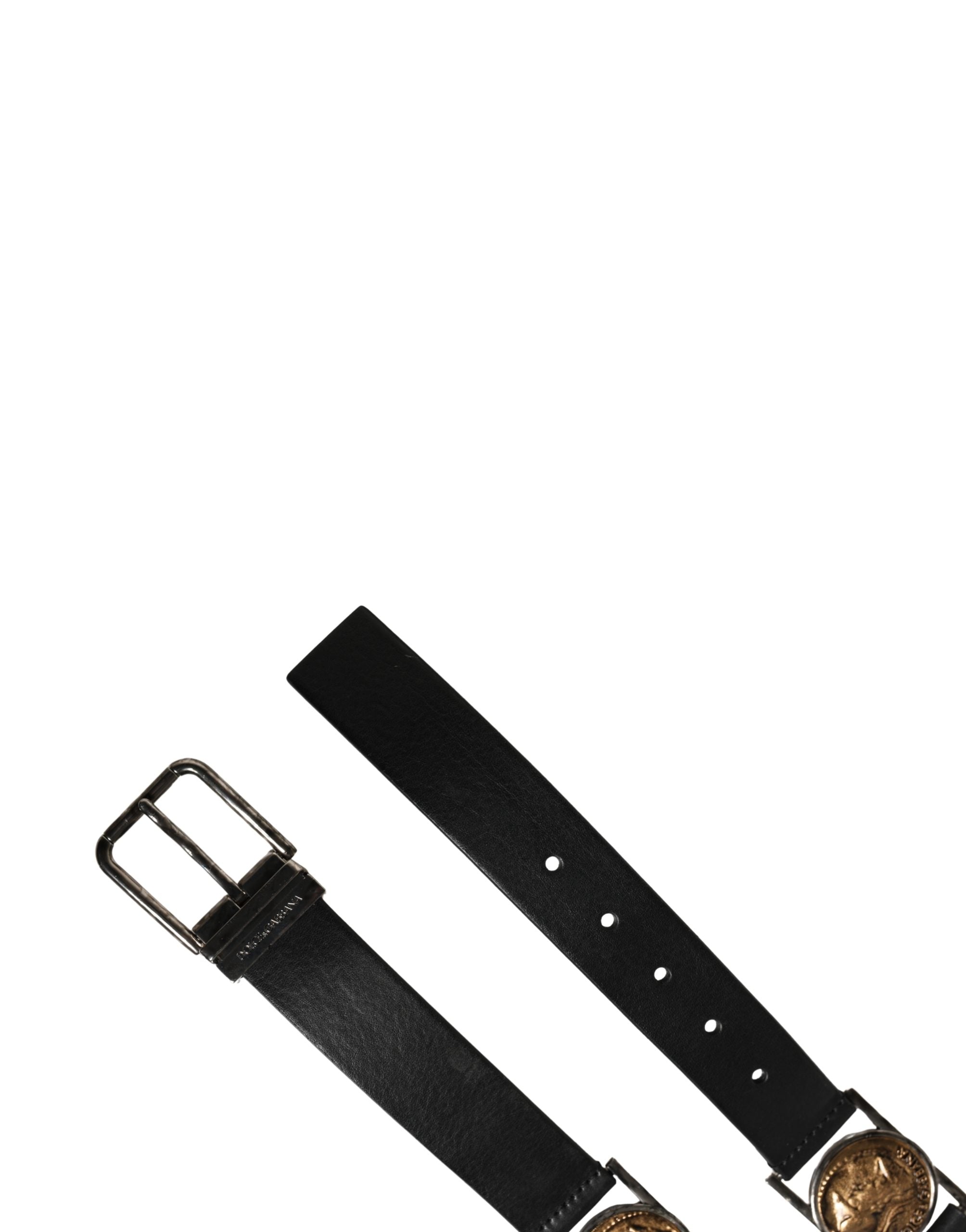 Dolce & Gabbana Men Black Classic Leather Metal Buckle Belt