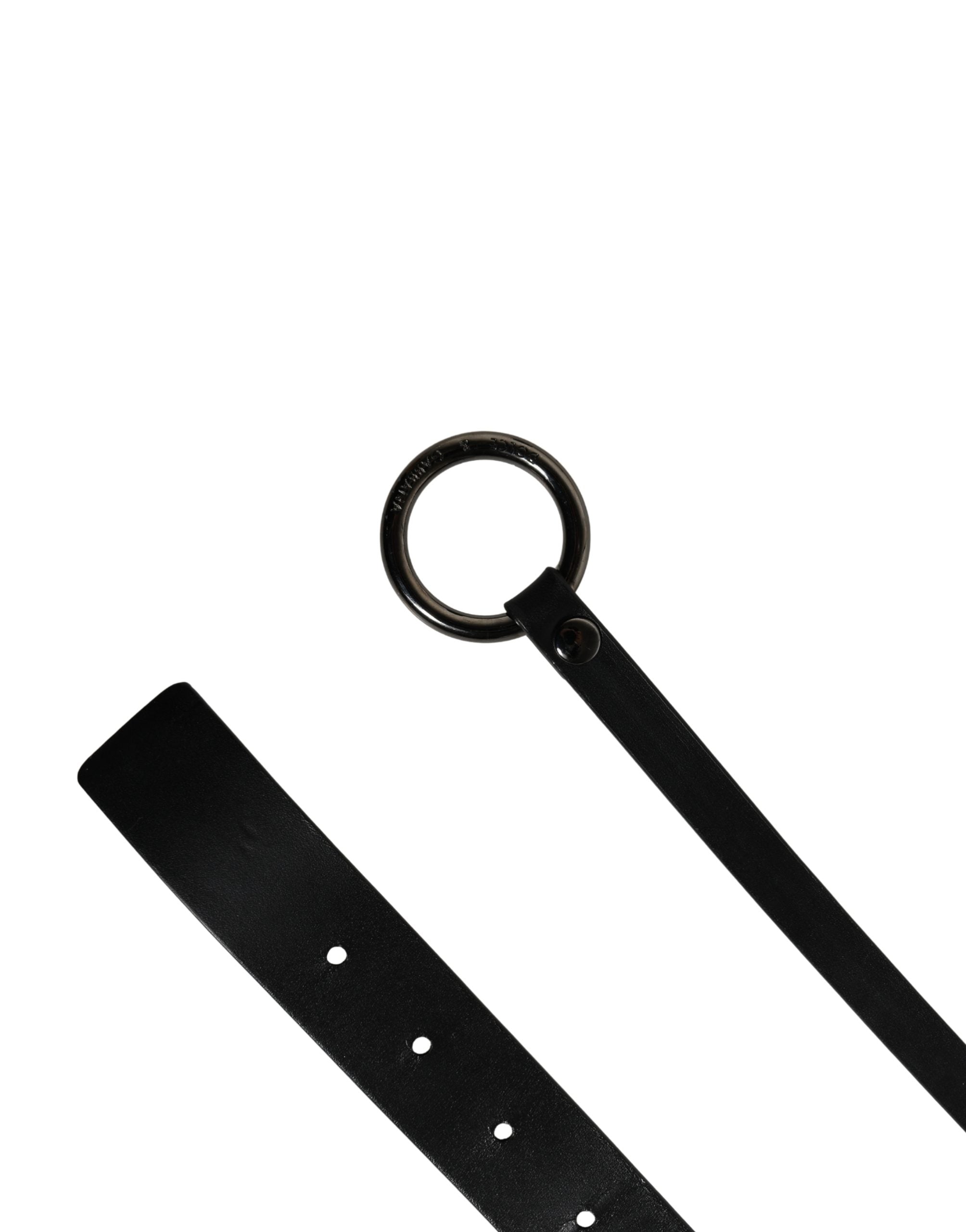 Dolce & Gabbana Men Black Calfskin Leather Metal Buckle Belt