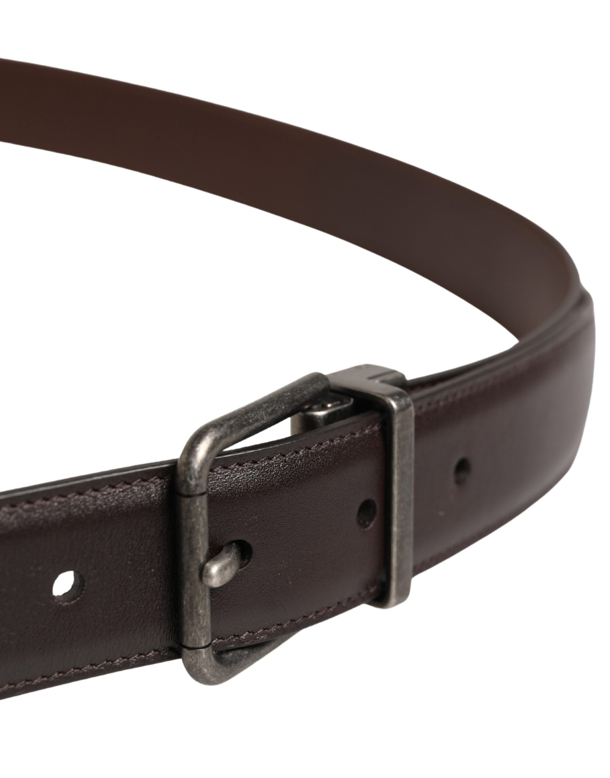 Dolce & Gabbana Men Brown Classic Leather Metal Buckle Belt