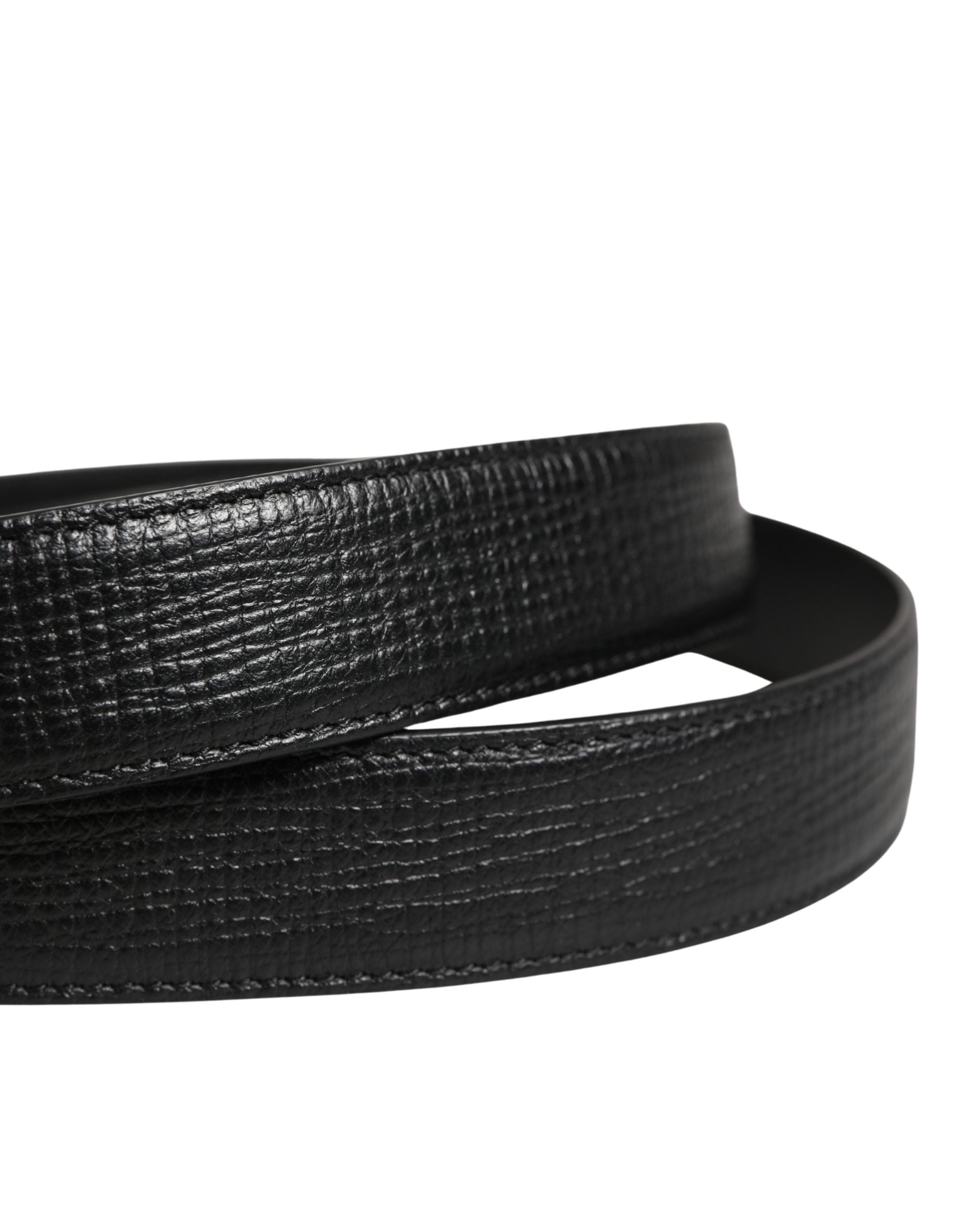 Dolce & Gabbana Men Black Classic Leather Metal Buckle Belt