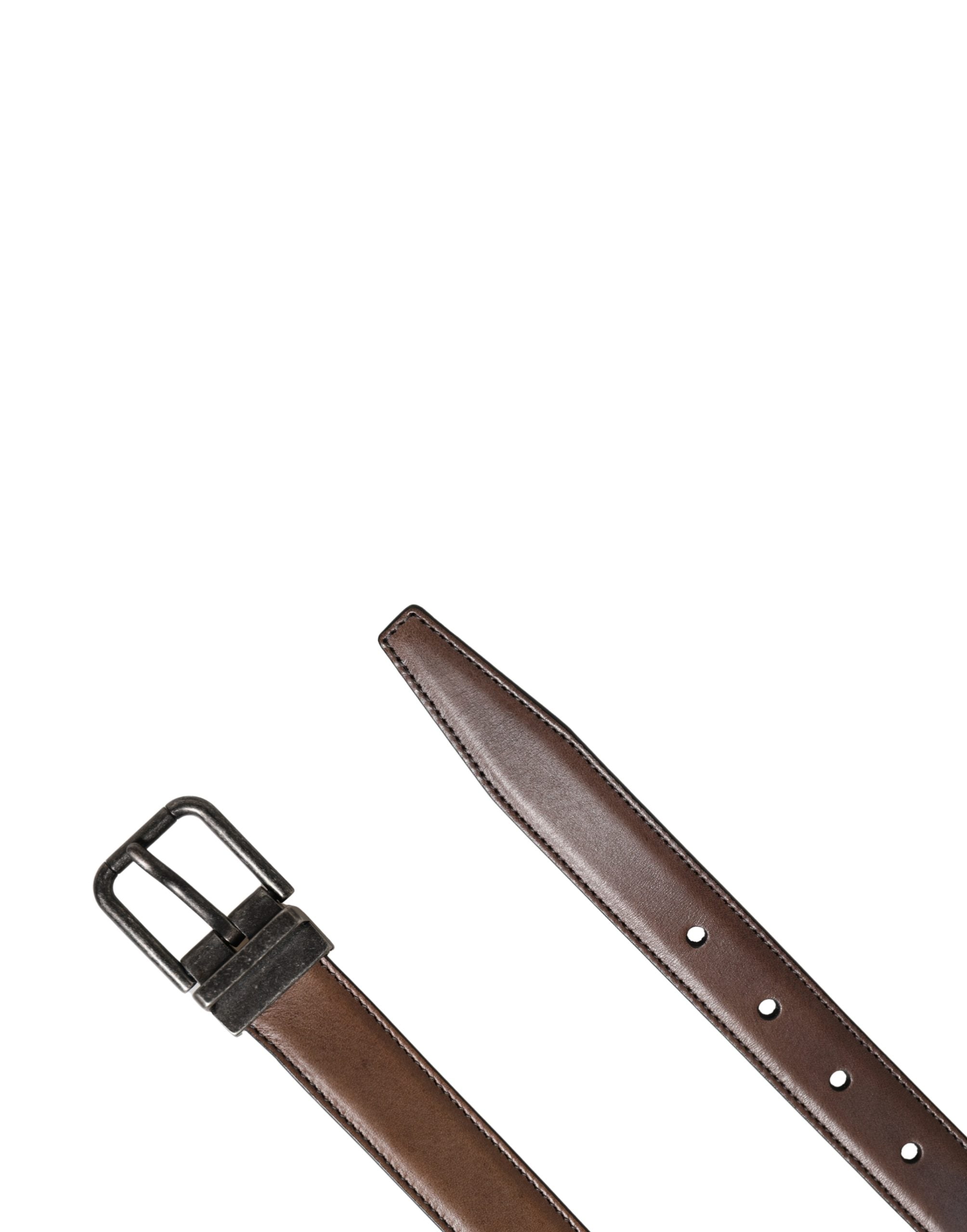 Dolce & Gabbana Men Brown Classic Leather Metal Buckle Belt