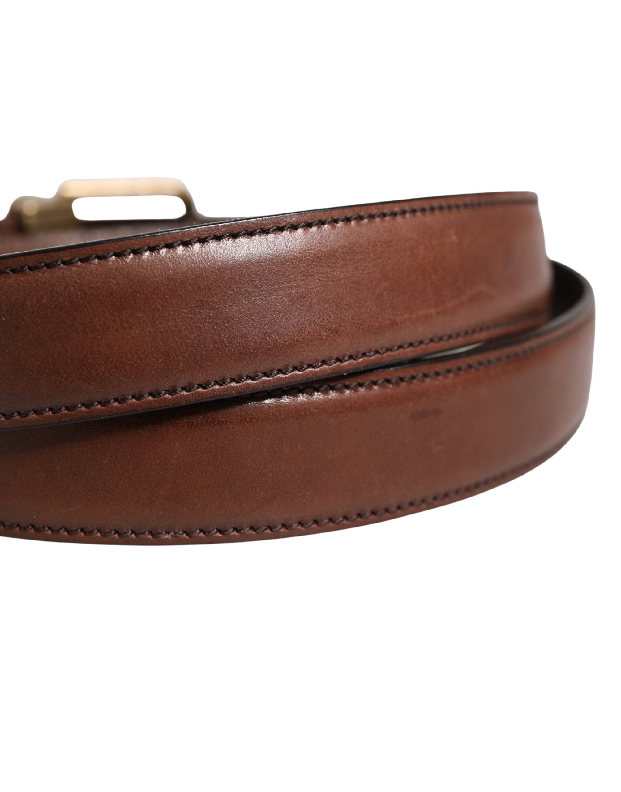 Dolce & Gabbana Men Brown Classic Leather Metal Buckle Belt