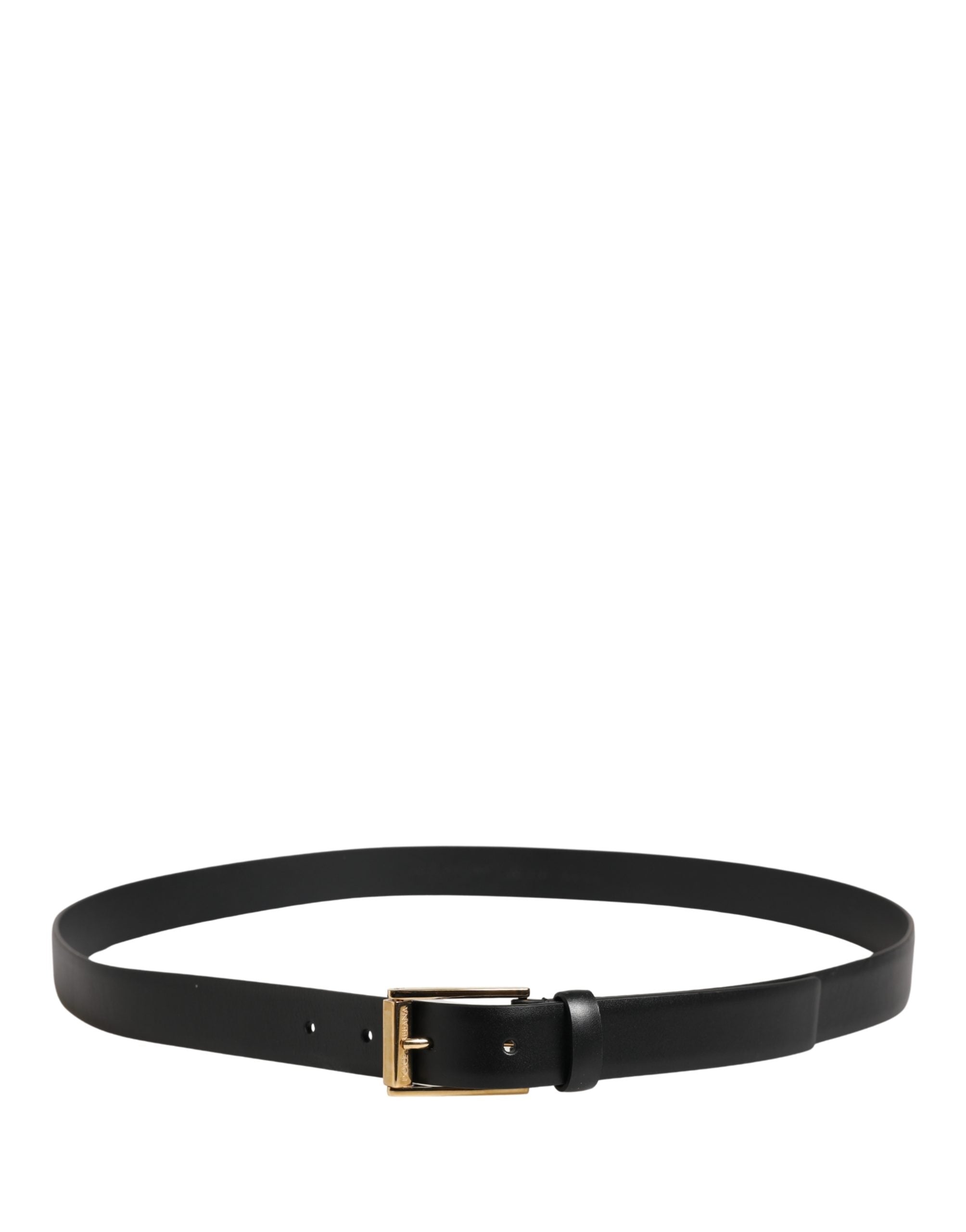 Dolce & Gabbana Men Black Classic Leather Metal Buckle Belt