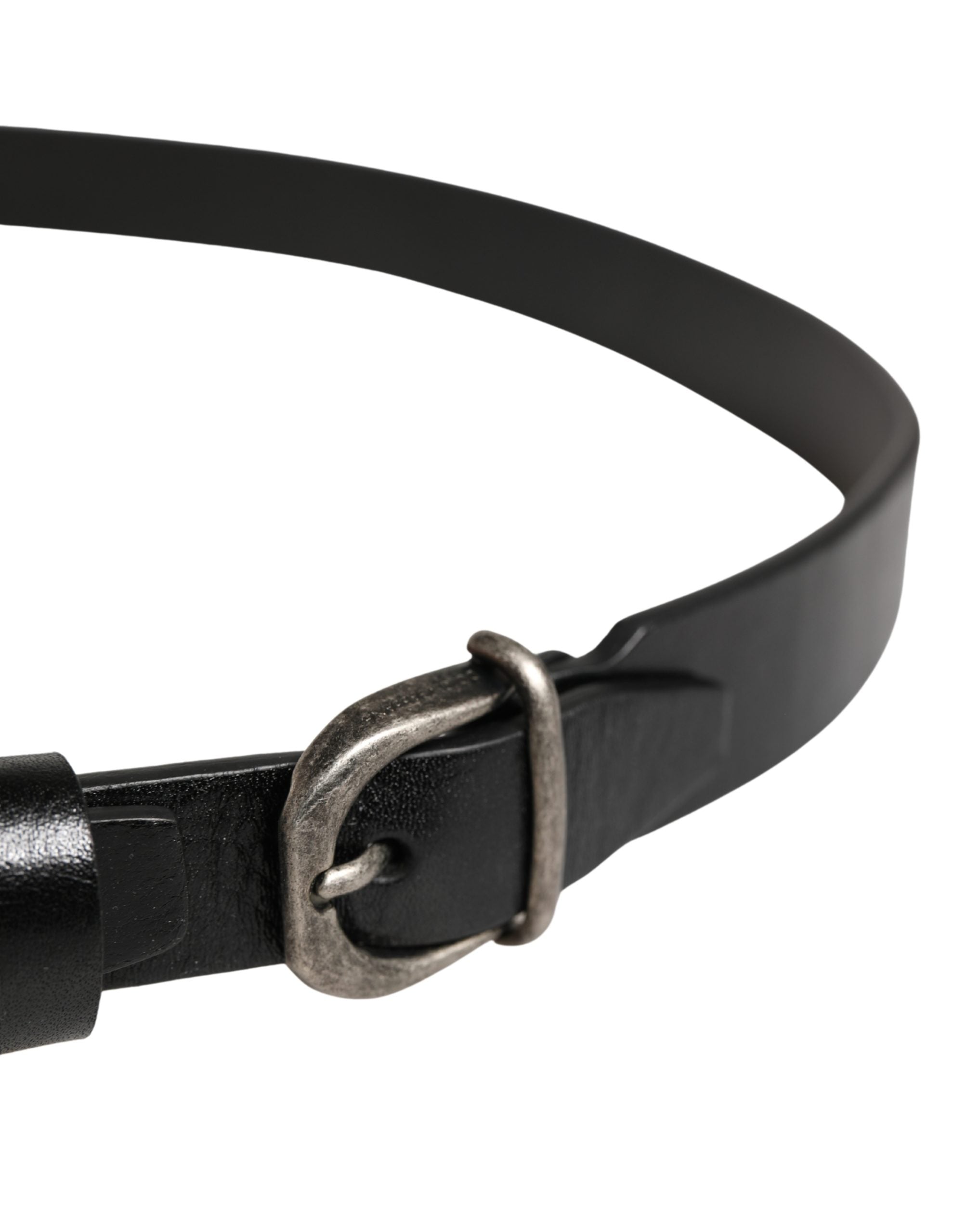 Dolce & Gabbana Men Black Classic Leather Logo Buckle Belt