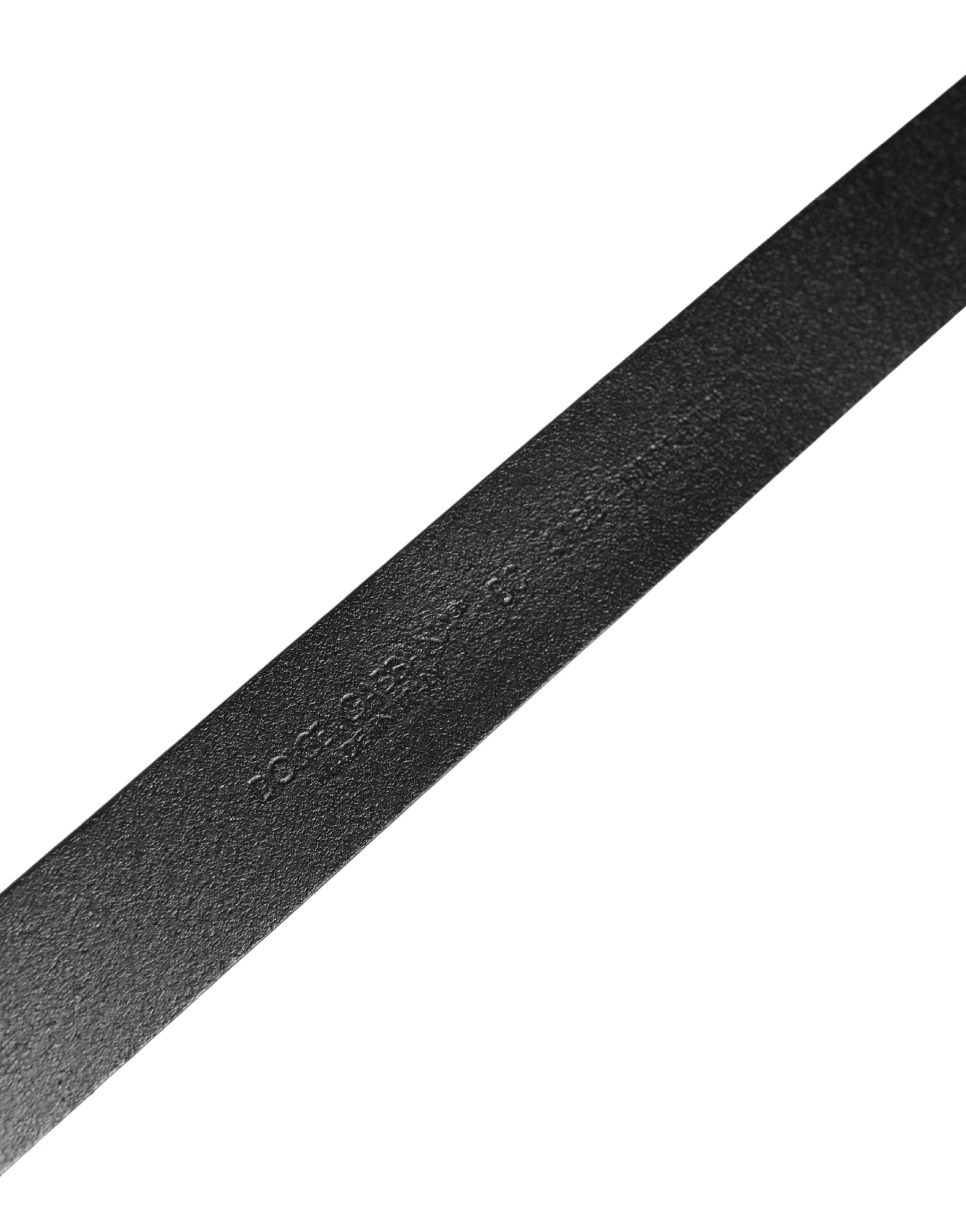 Dolce & Gabbana Men Black Classic Leather Logo Buckle Belt