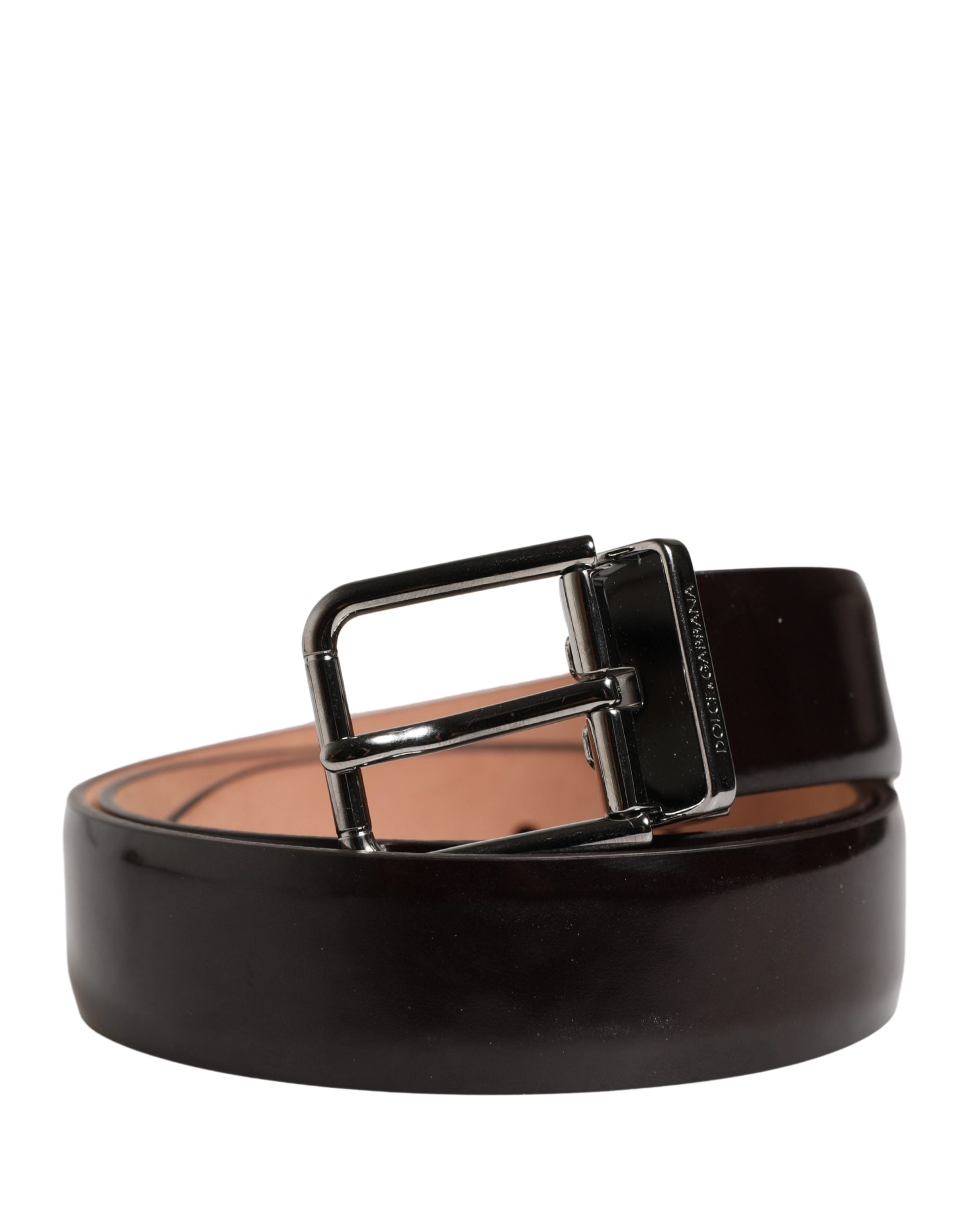 Dolce & Gabbana Men Black Calfskin Leather Metal Buckle Belt