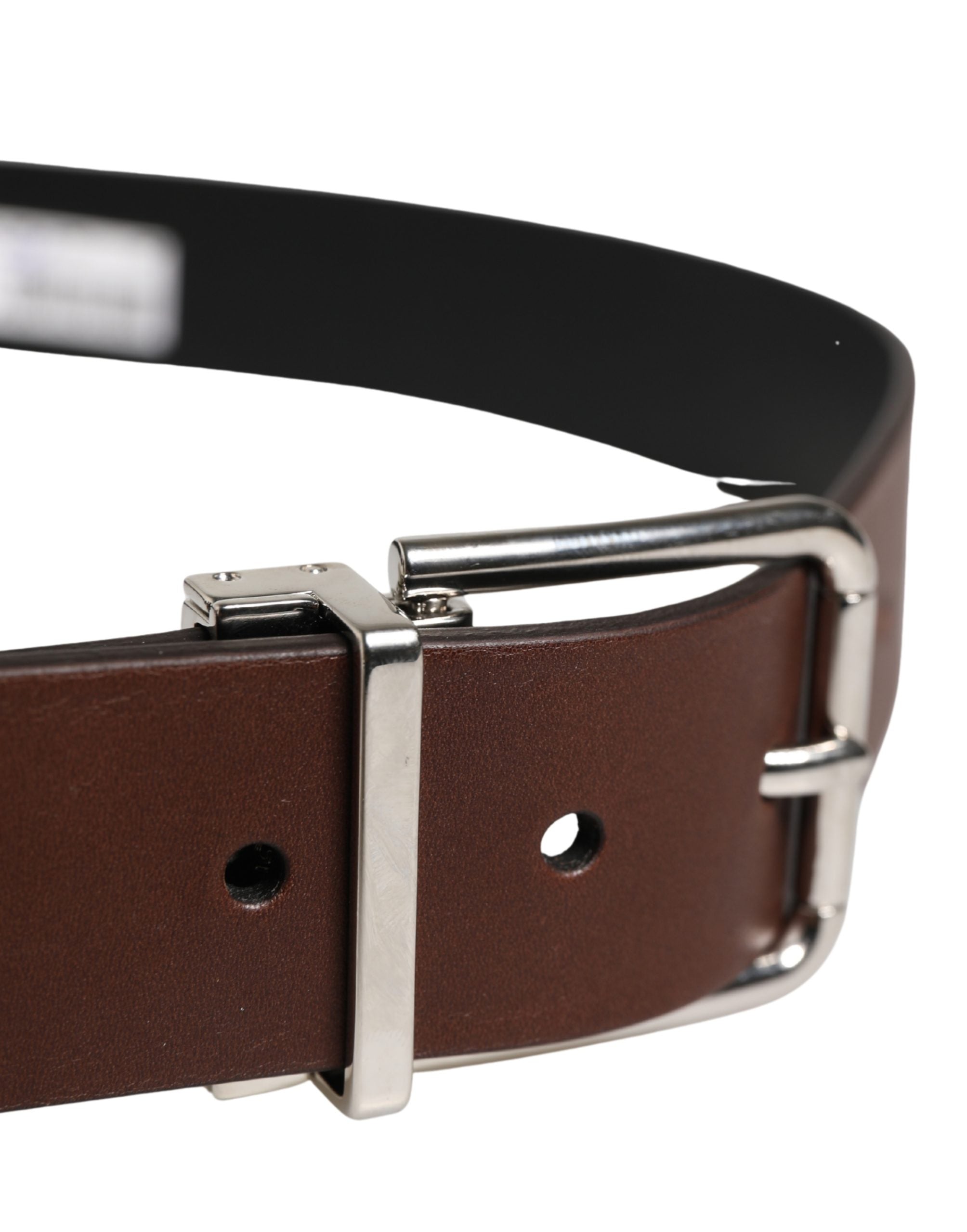 Dolce & Gabbana Men Brown Classic Leather Metal Buckle Belt
