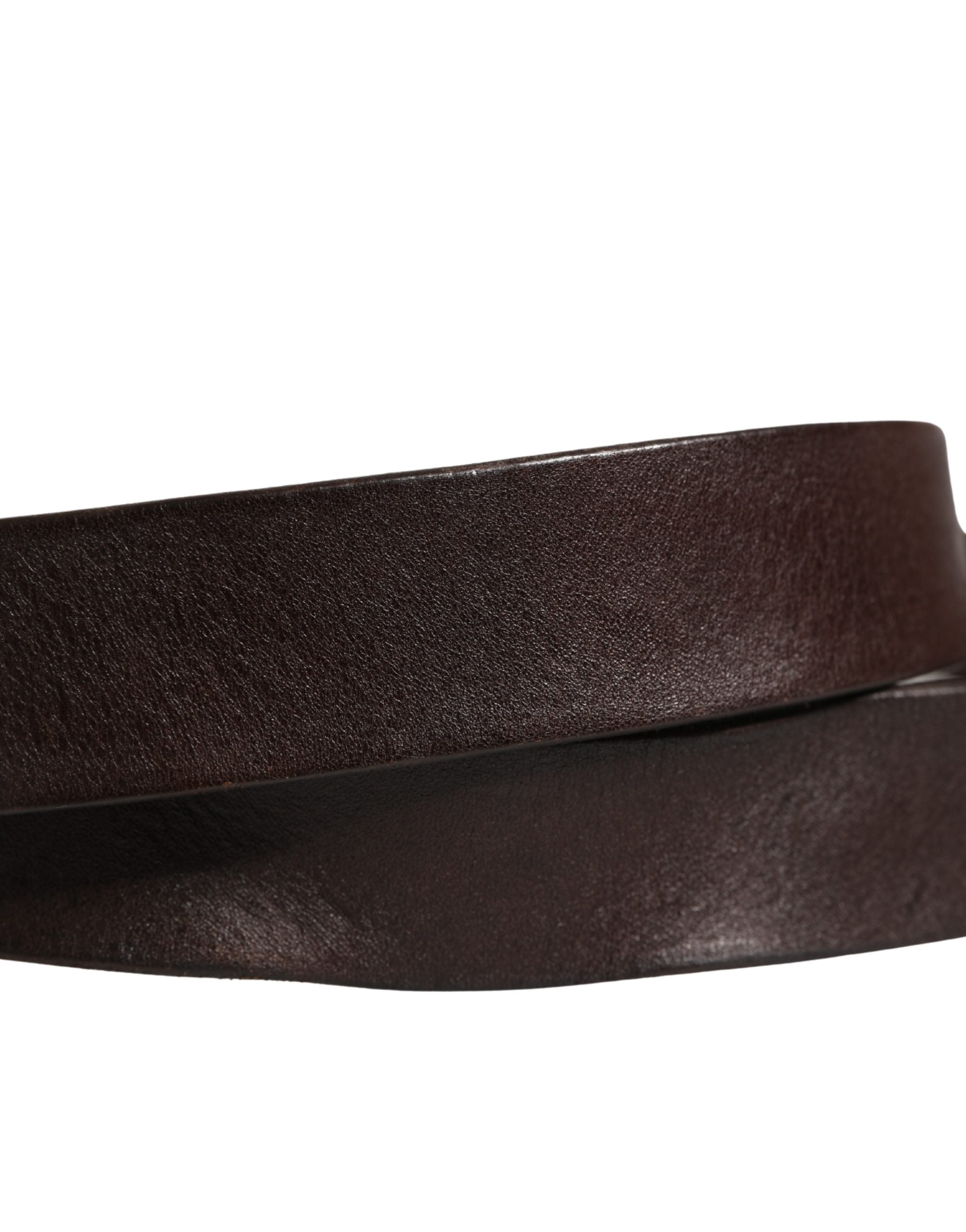 Dolce & Gabbana Men Brown Leather Logo Metal Buckle Belt