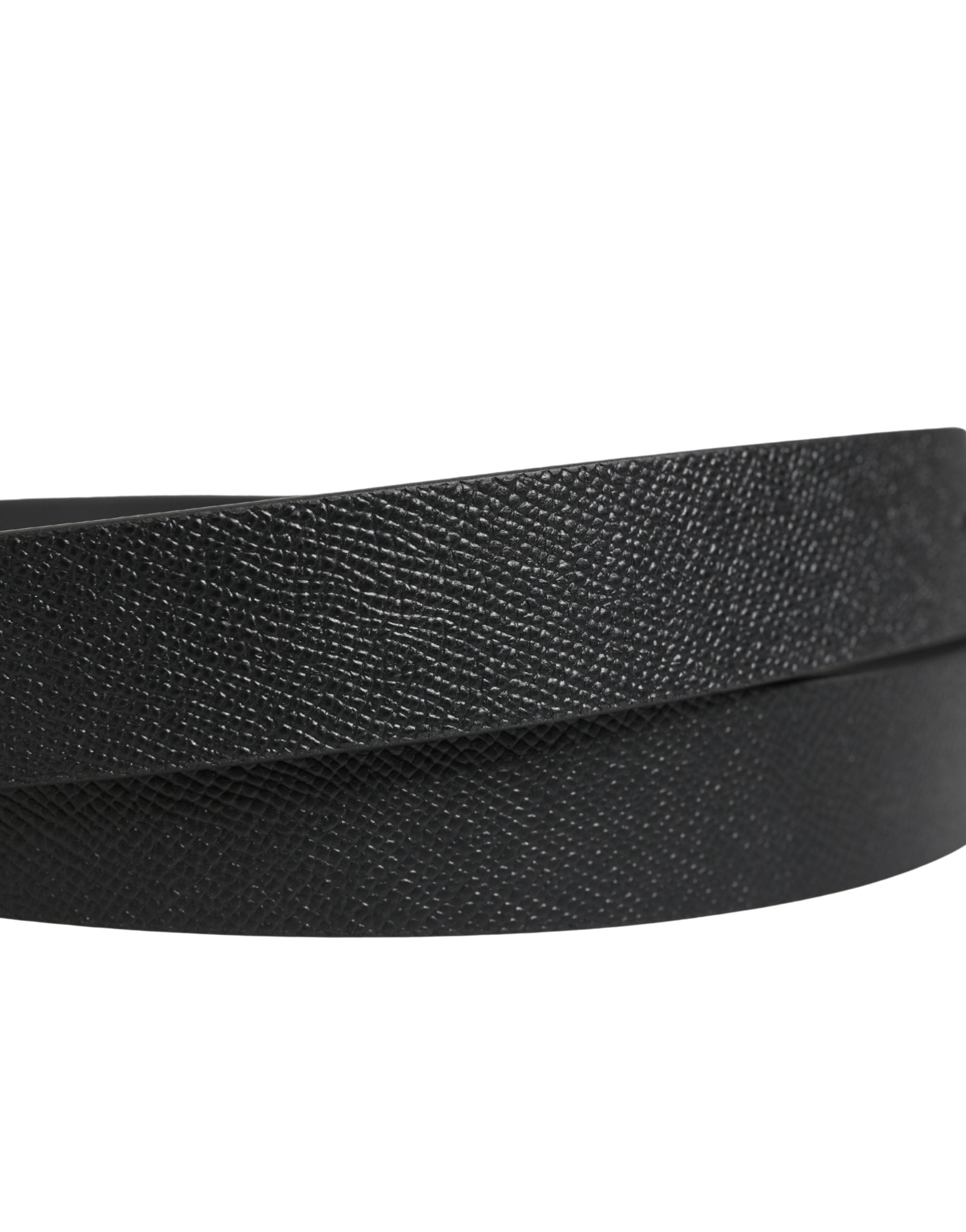 Dolce & Gabbana Men Black Classic Leather Logo Buckle Belt