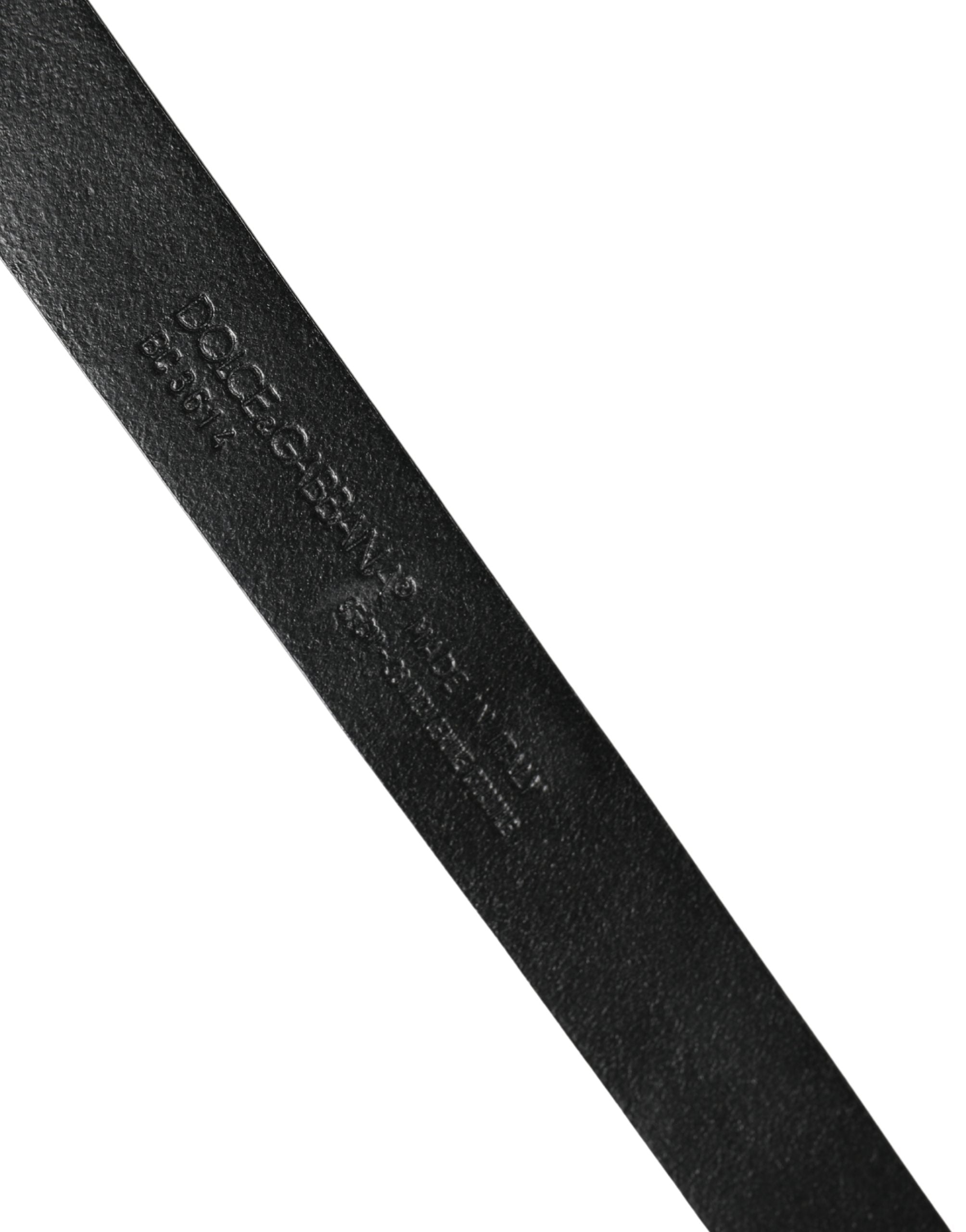 Dolce & Gabbana Men Black Exotic Leather Metal Buckle Belt