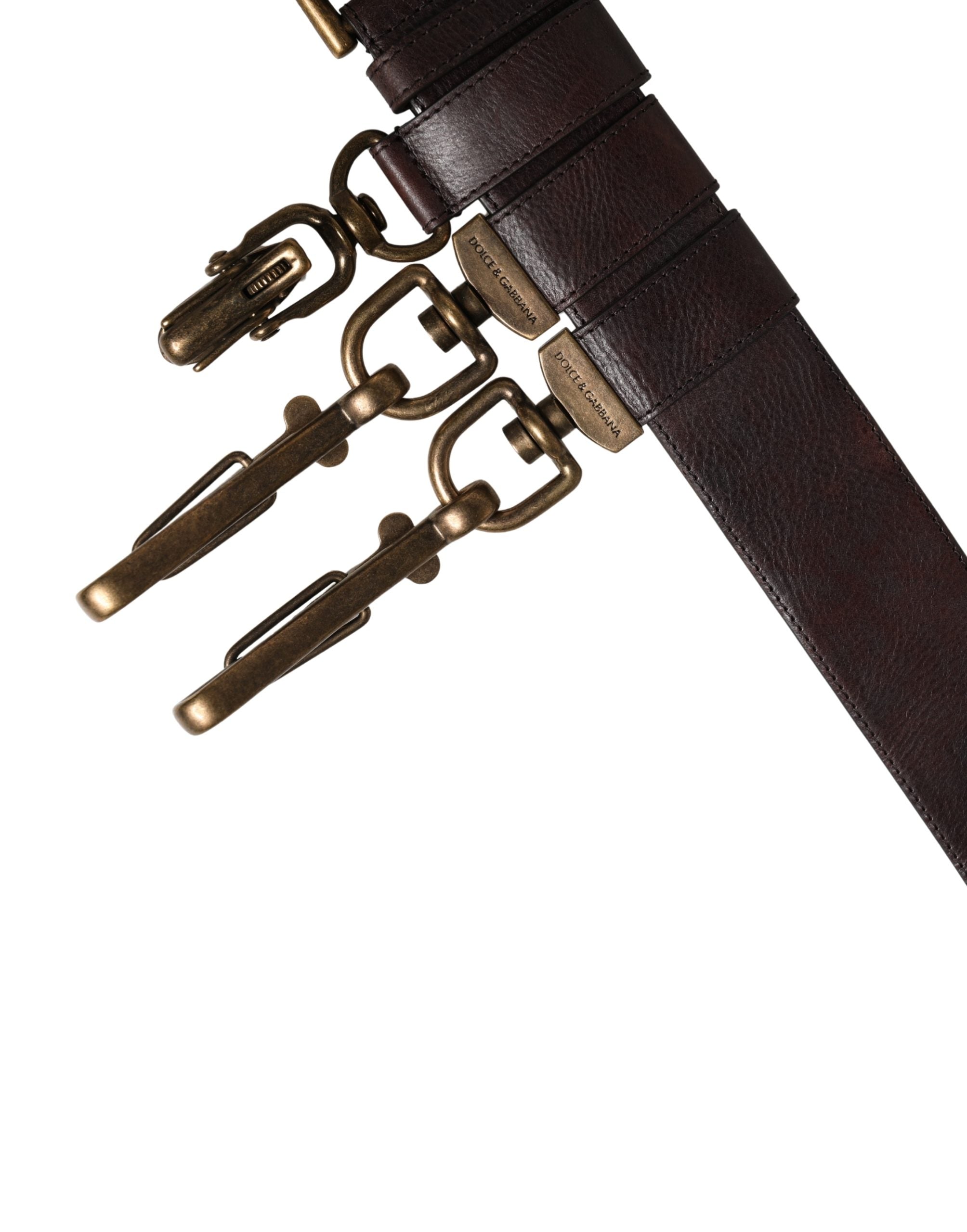 Dolce & Gabbana Men Brown Calfskin Leather Metal Buckle Belt