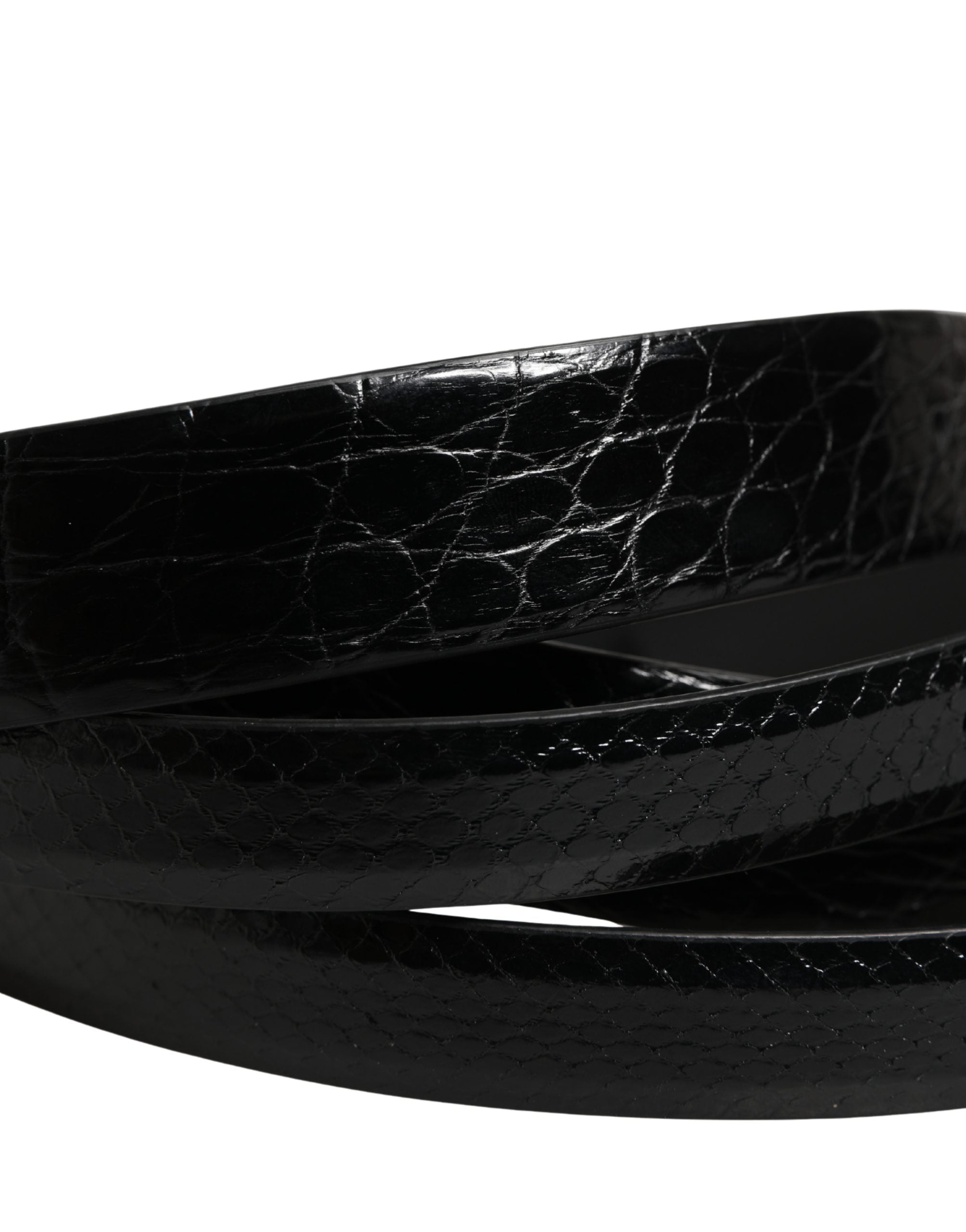 Dolce & Gabbana Men Black Exotic Leather Double Strap Belt