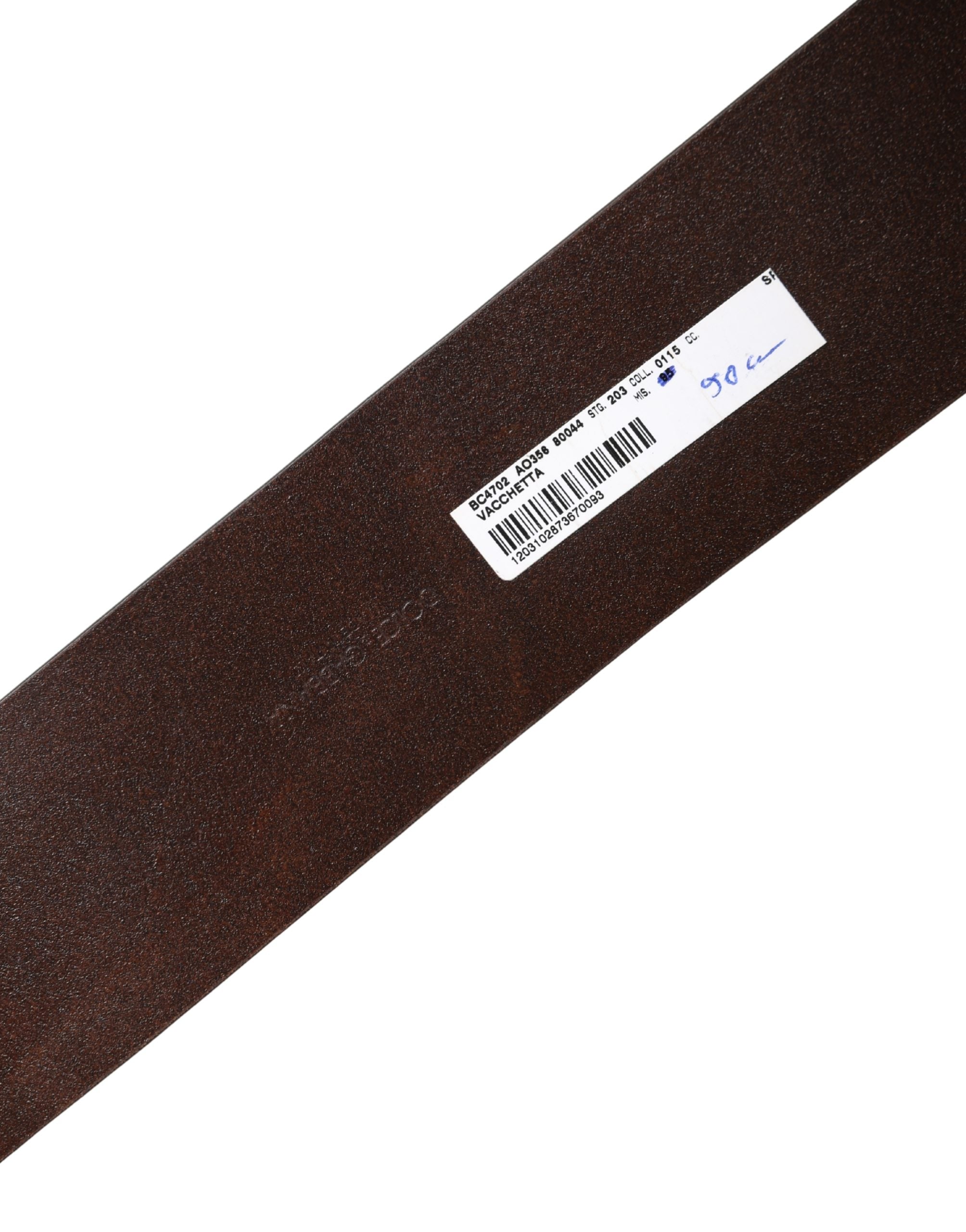 Dolce & Gabbana Brown Leather Wide Waist Metal Round Belt