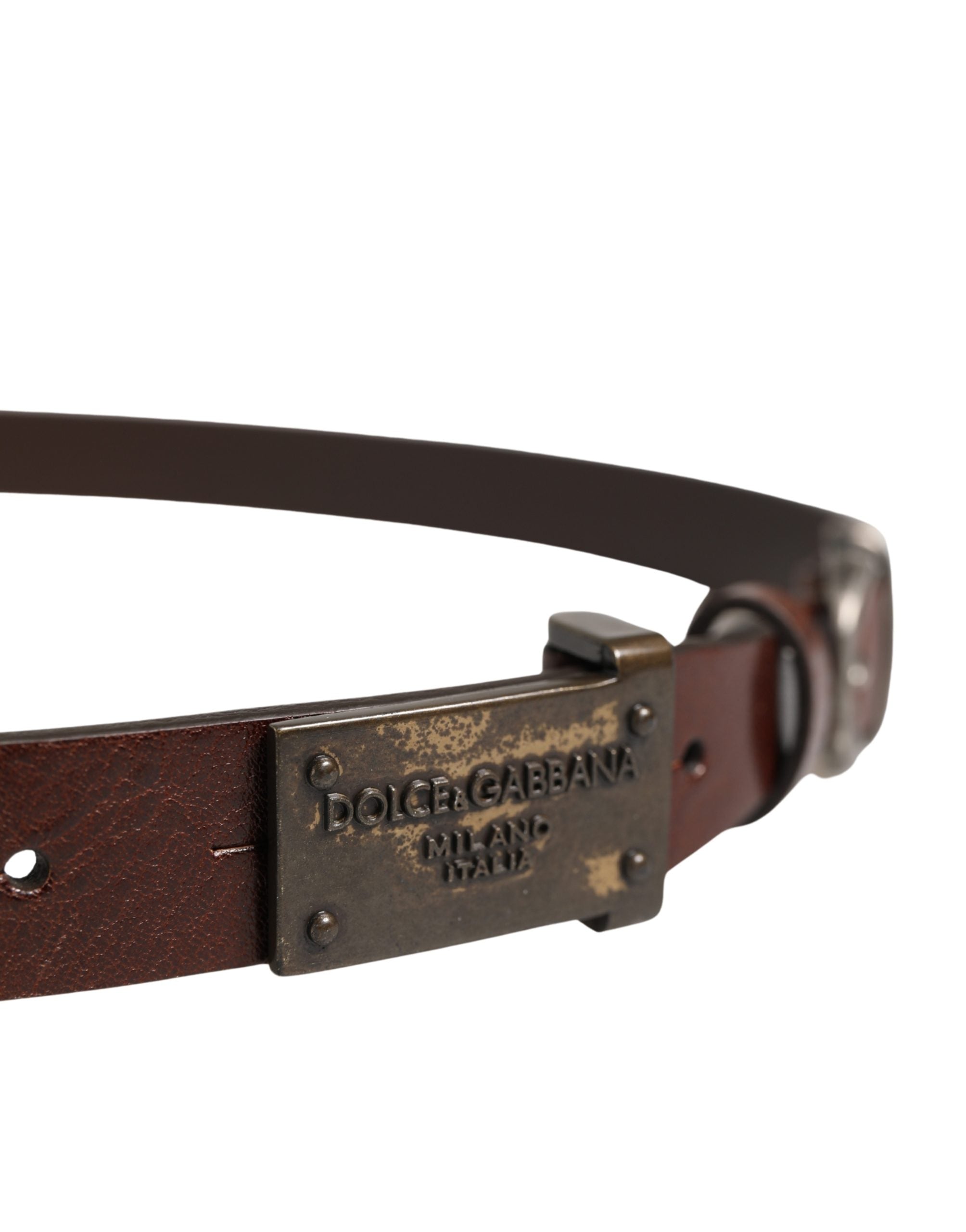 Dolce & Gabbana Men Brown Classic Leather Logo Buckle Belt