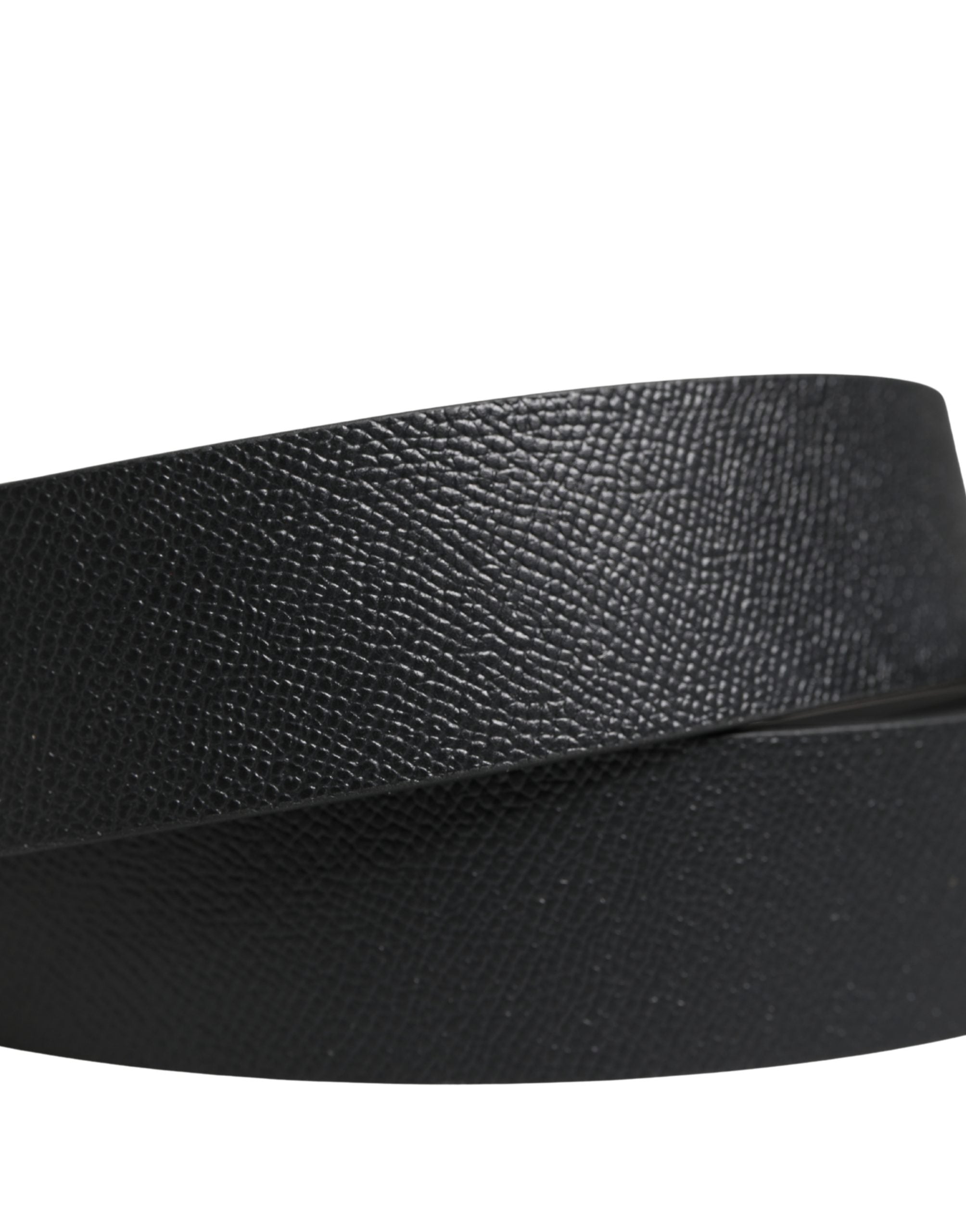 Dolce & Gabbana Men Black Classic Leather Metal Buckle Belt