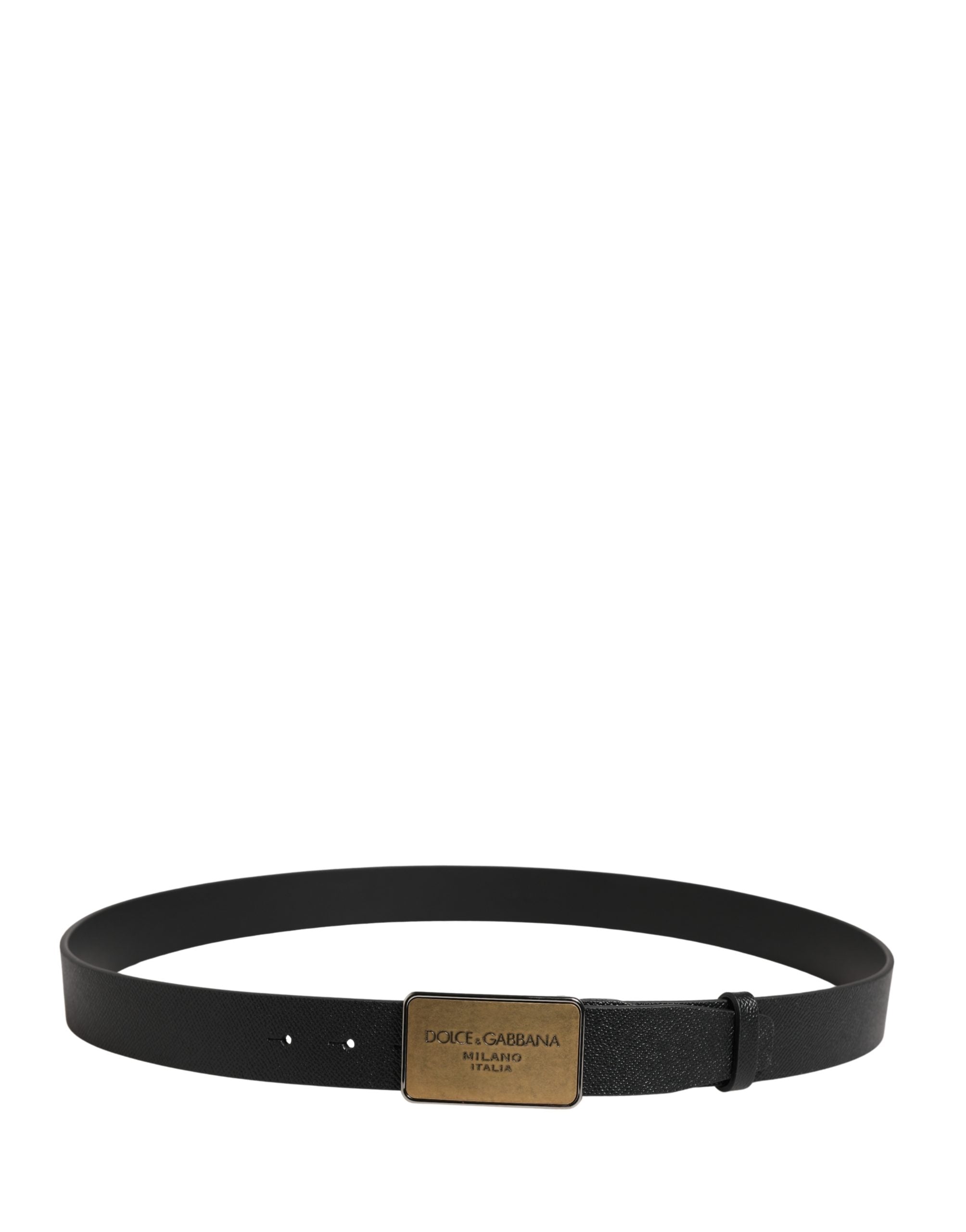 Dolce & Gabbana Black Classic Calf Leather Metal Buckle Belt