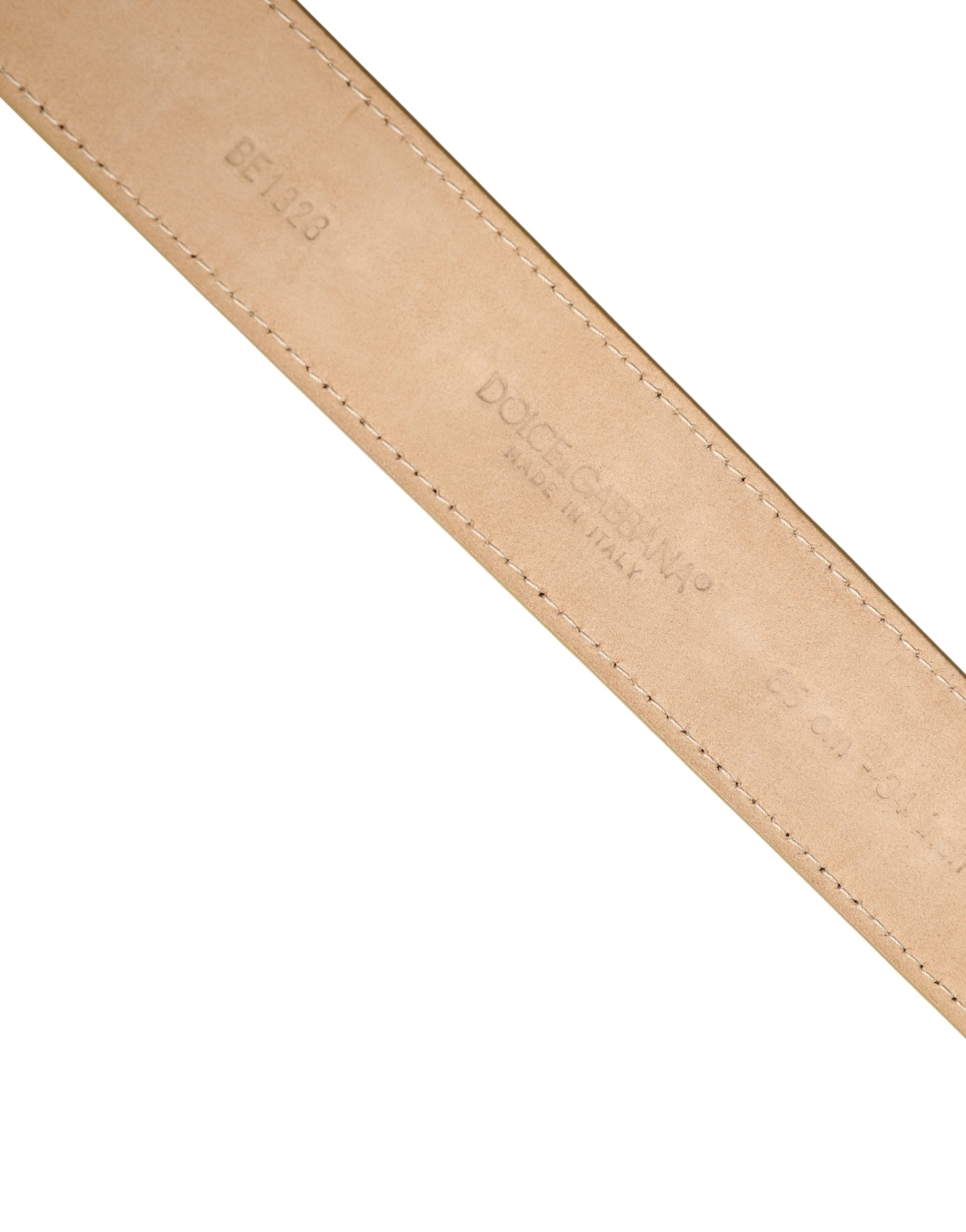 Dolce & Gabbana Gold Leather Crystals Logo Metal Buckle Belt