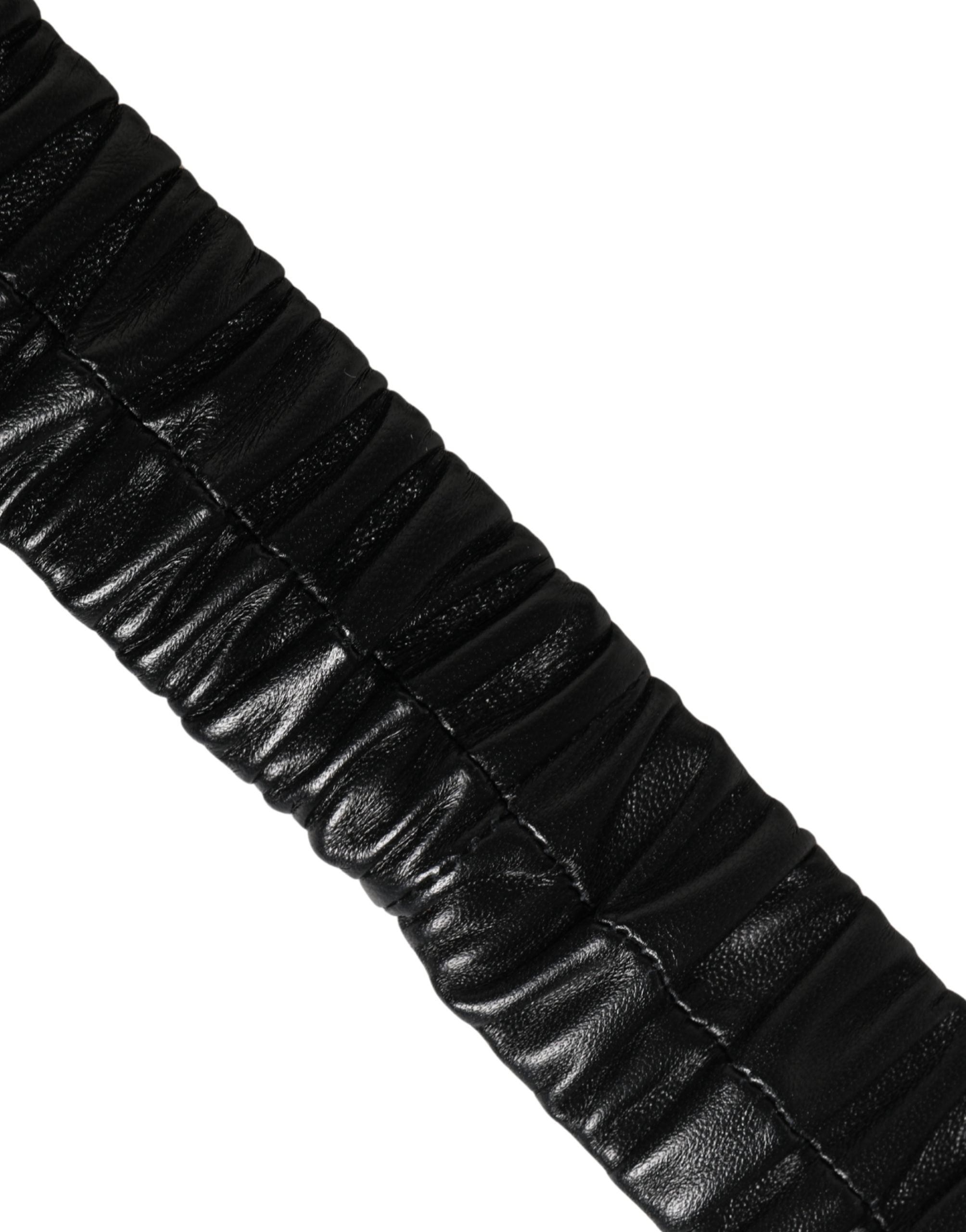 Dolce & Gabbana Black Leather Gold Heart Metal Buckle Belt