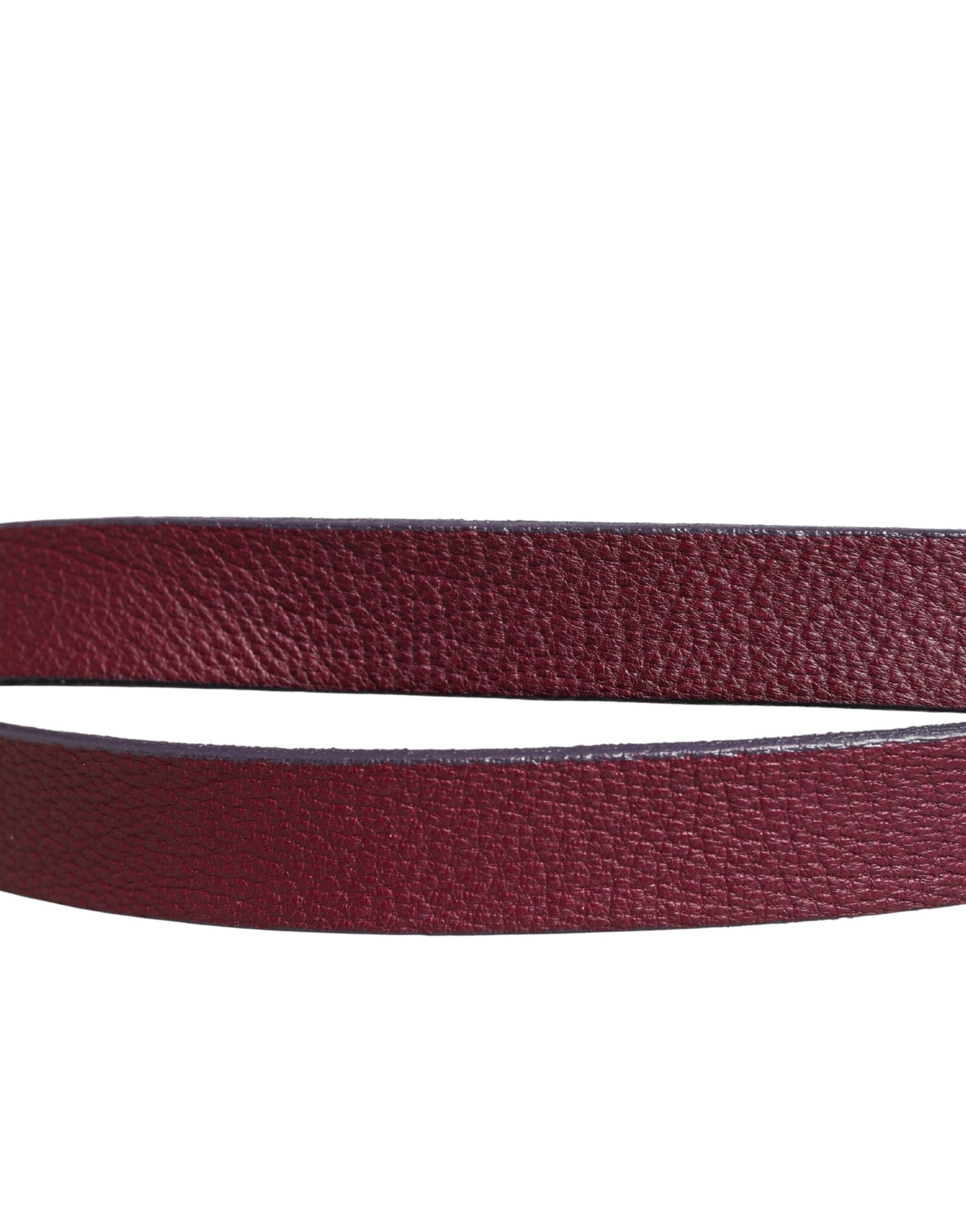 GF Ferre Maroon Leather Silver Metal Buckle Waist Women Belt