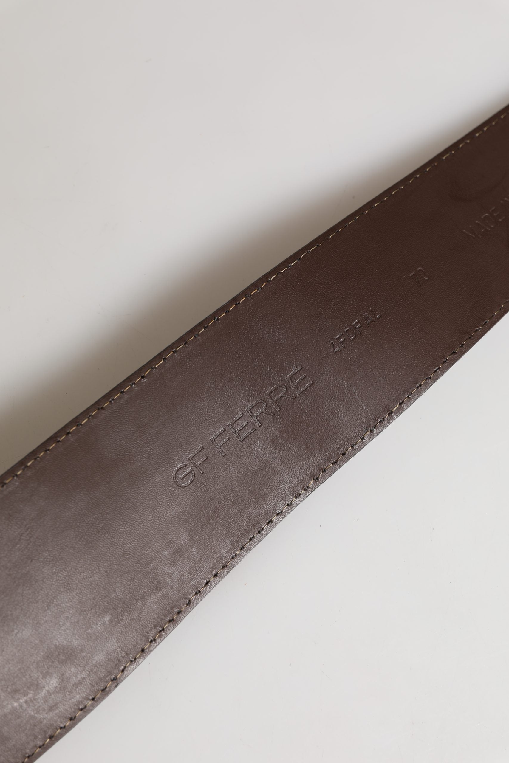 GF Ferre Brown Genuine Leather Logo Wide Waist Women Belt