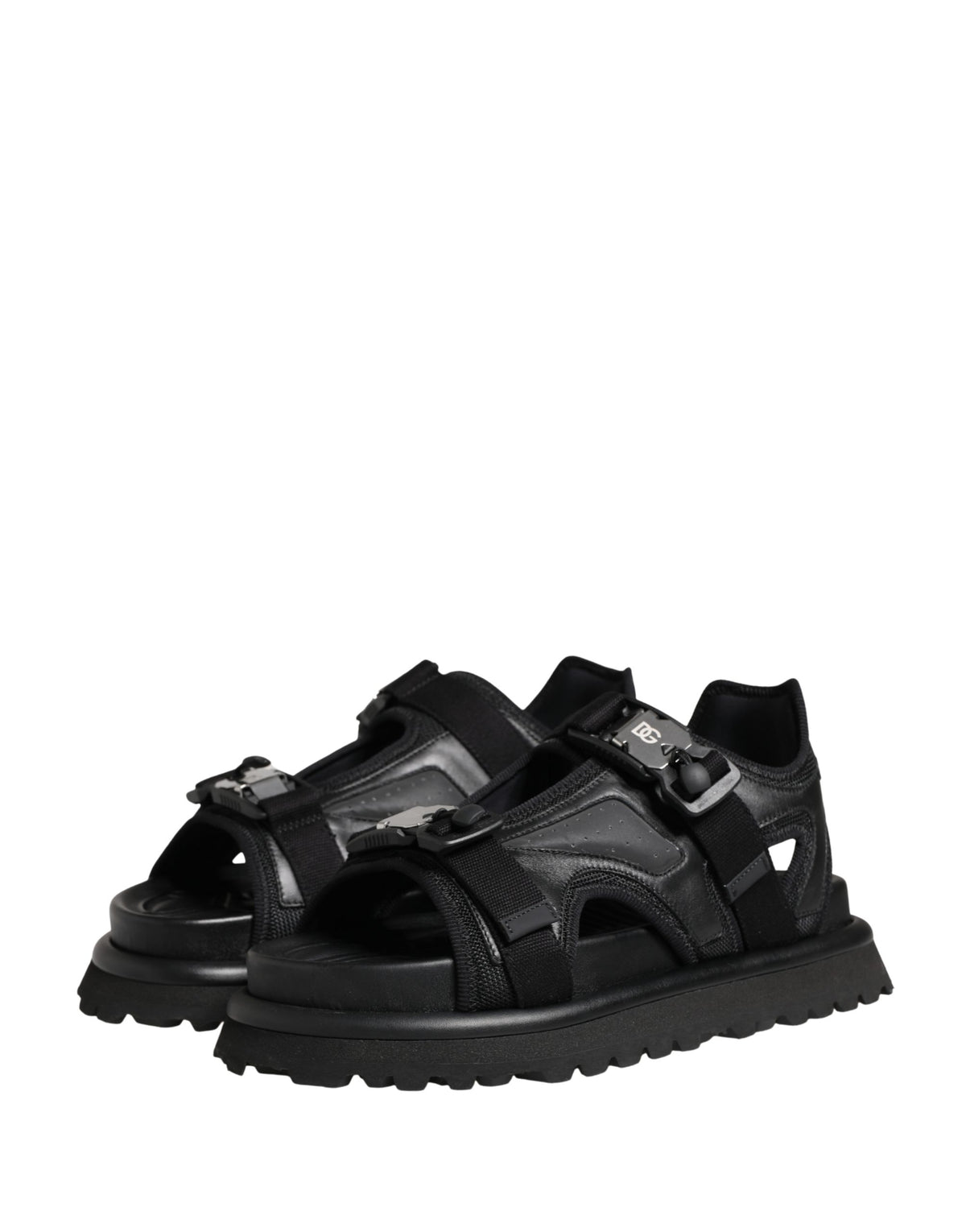 Dolce & Gabbana Black Logo Detailed Men Chunky Sandals Shoes