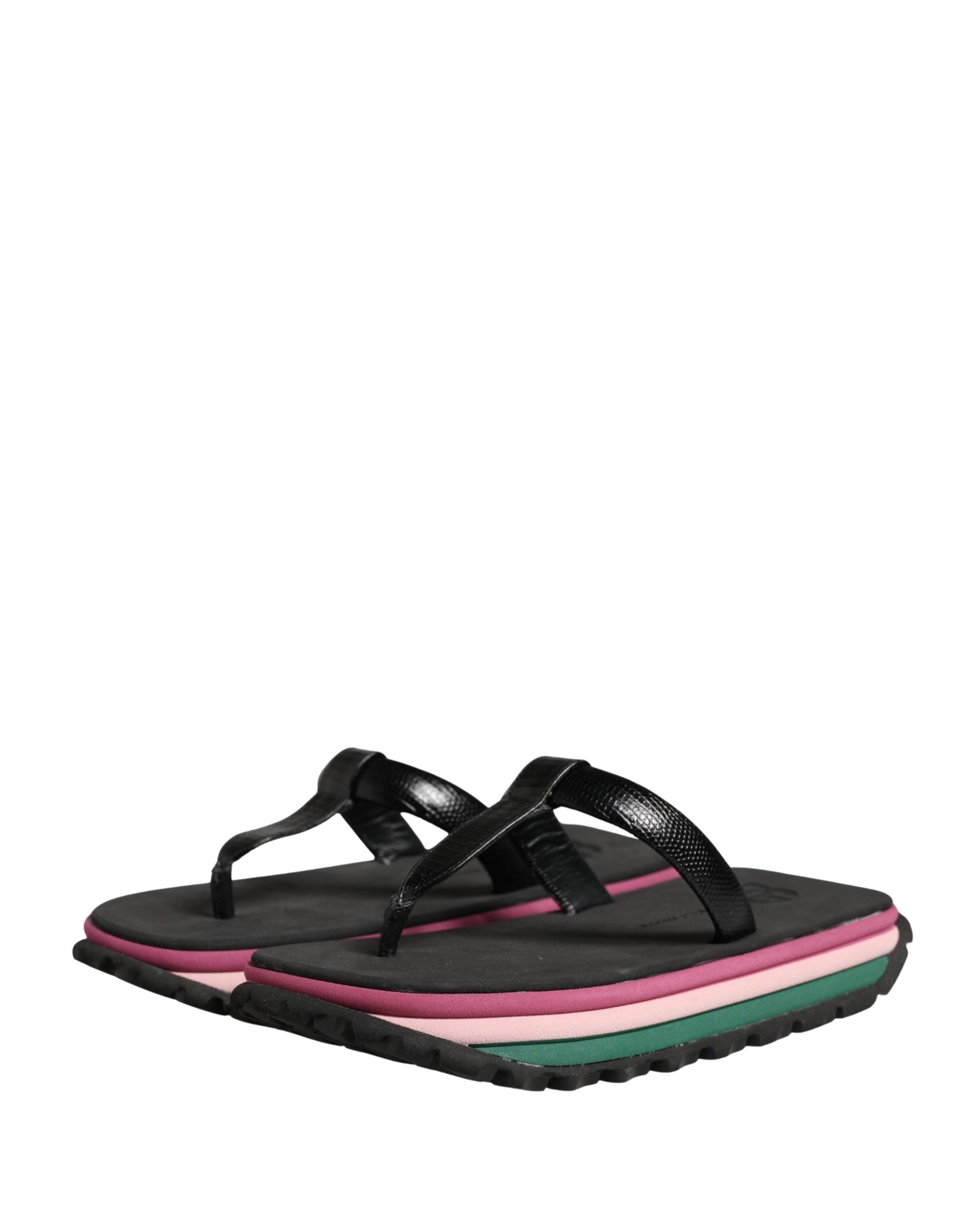 Dolce & Gabbana Multicolor Rubber Chunky Flip Flop Shoes