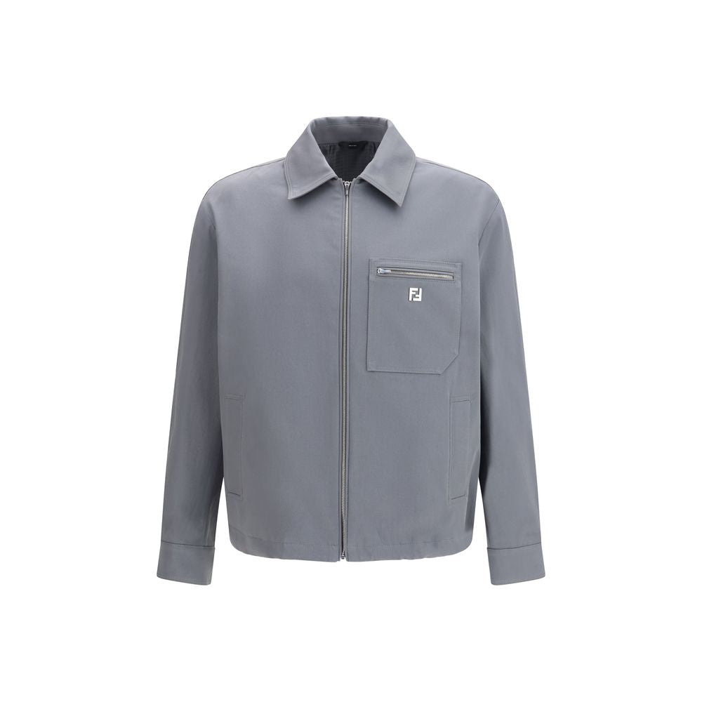 Fendi Gray Cotton Shell Jacket