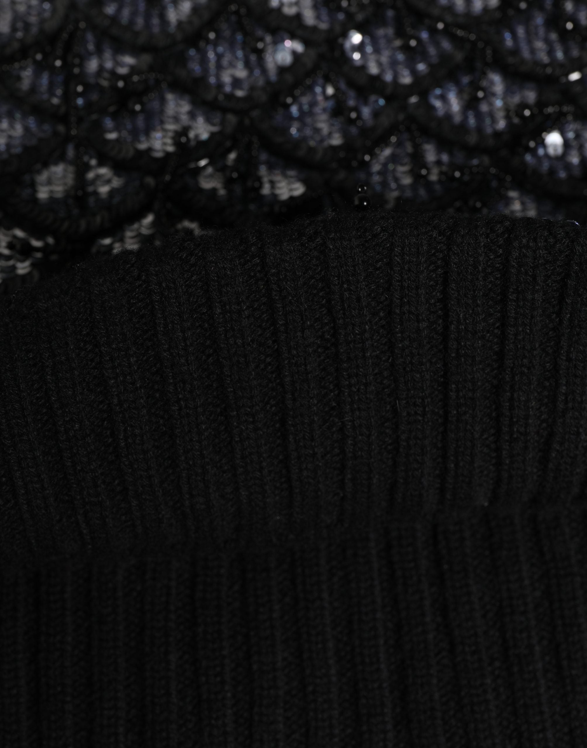 Dolce & Gabbana Black Wool Crystal Embellished Balaclava Hat