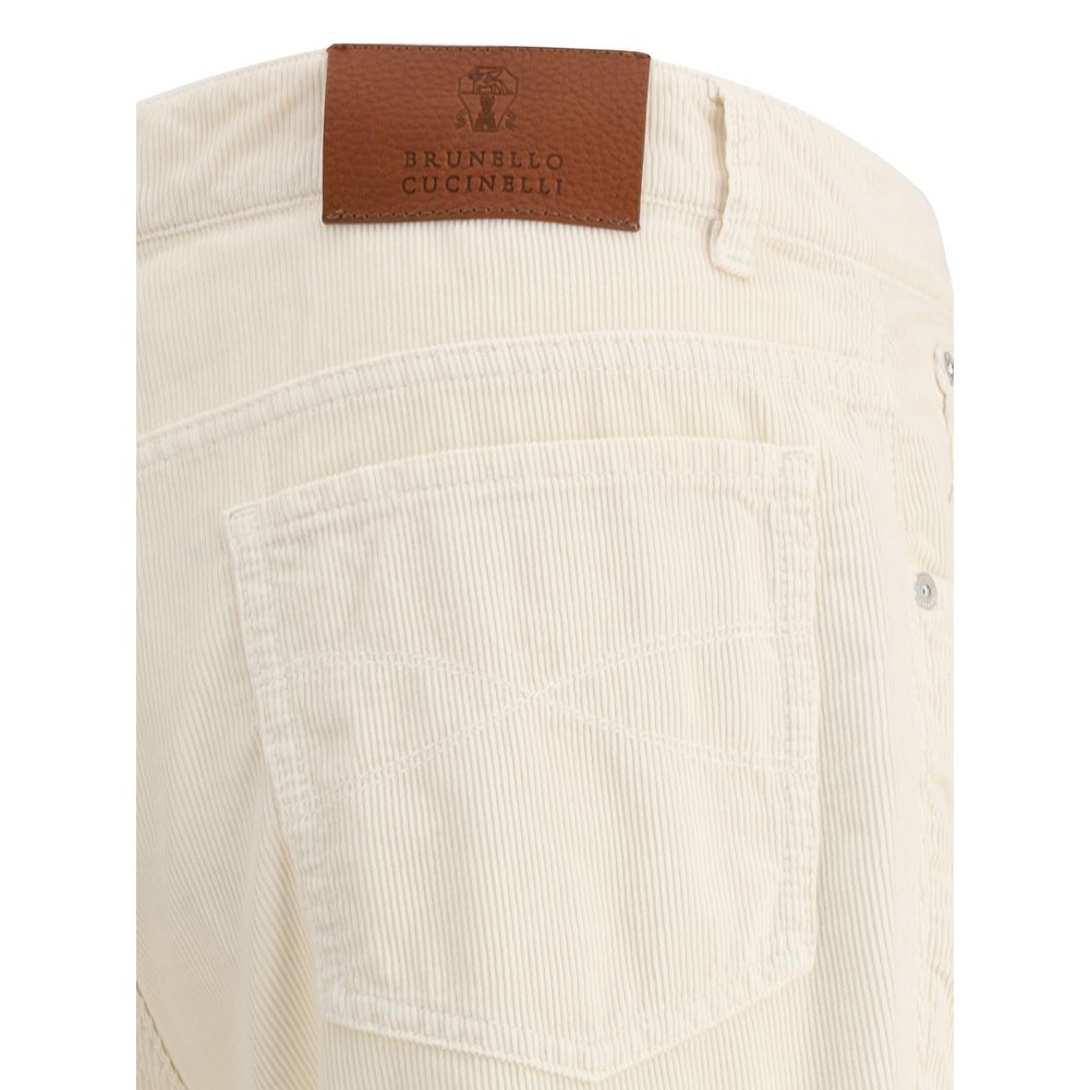 Brunello Cucinelli White Cotton Casual Pants