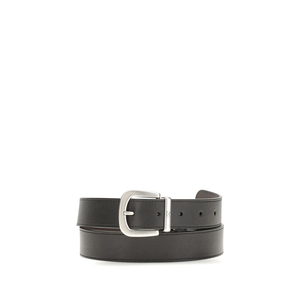 Valentino Garavani Black Calf Leather Bos Taurus Regular Belt display picture 2