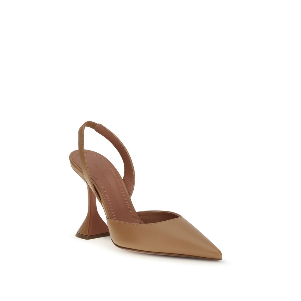 Amina Muaddi Beige Lamb Ovis Aries Aries Pumps