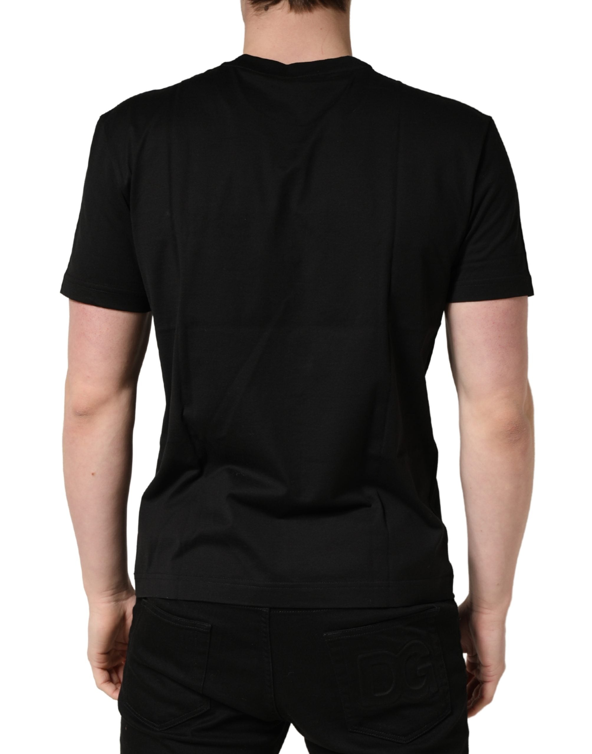 +39 MASQ Black Logo DG Print Cotton Crew Neck T-shirt