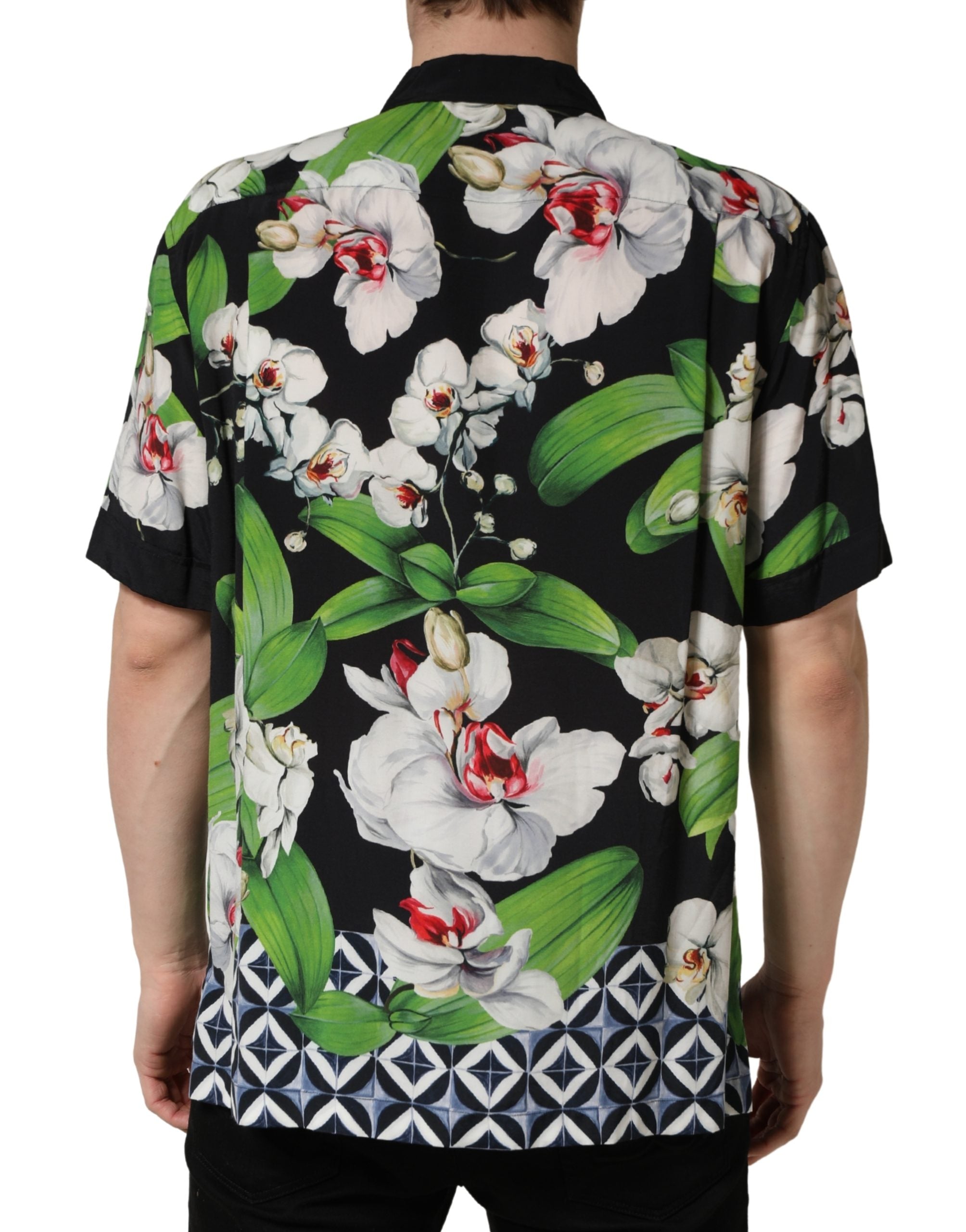 Dolce & Gabbana Multicolor Tropical Orchid Print Men Shirt