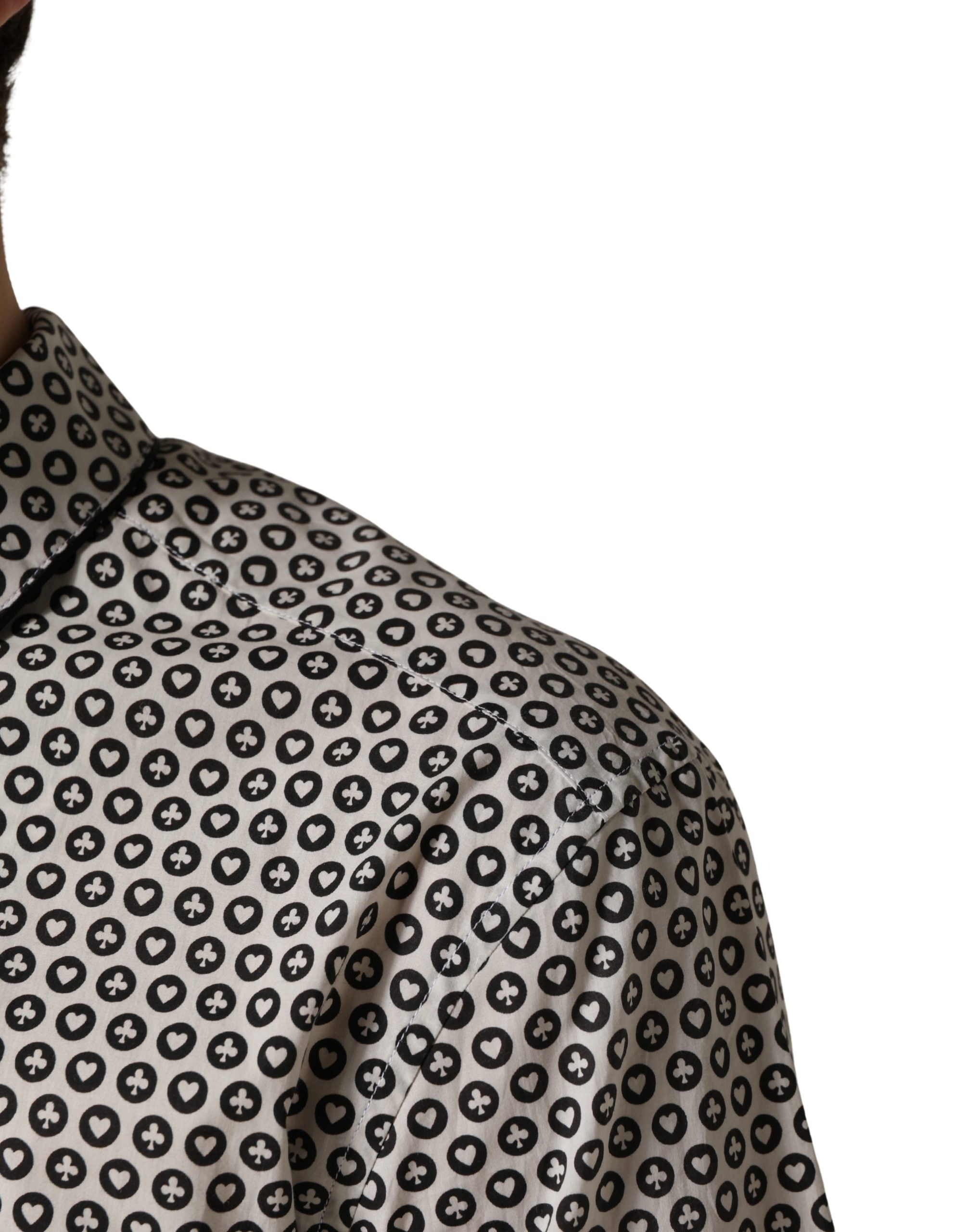Dolce & Gabbana Black White Geometric Pattern Collared Shirt