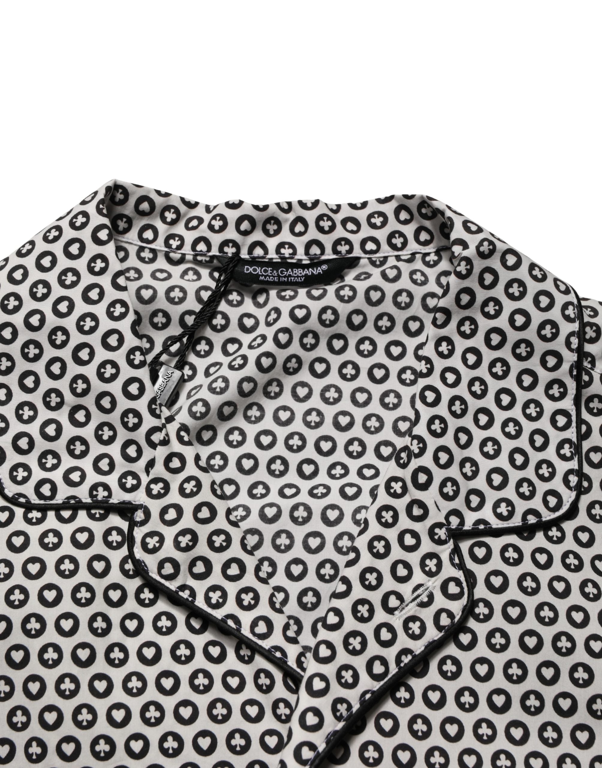 Dolce & Gabbana Black White Geometric Pattern Collared Shirt