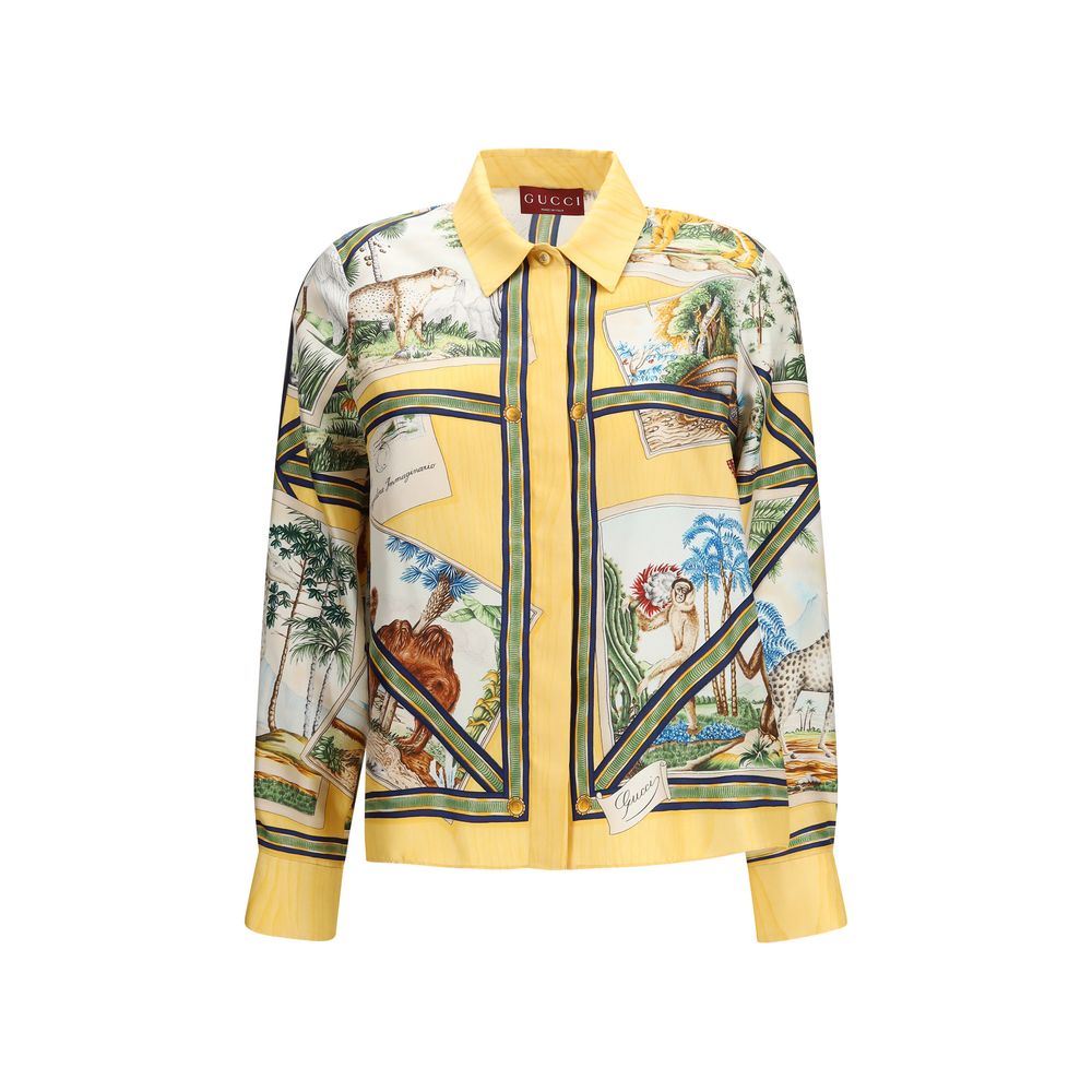 Gucci Bicolor Silk Pattern Shirt